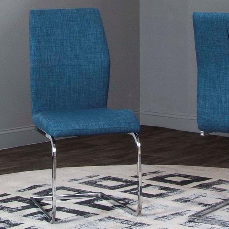 Cramco Inc Rocket ND612 01 Blue Tweed Side Chair with Cantilever Chrome Base Corner Furniture Dining Side Chairs