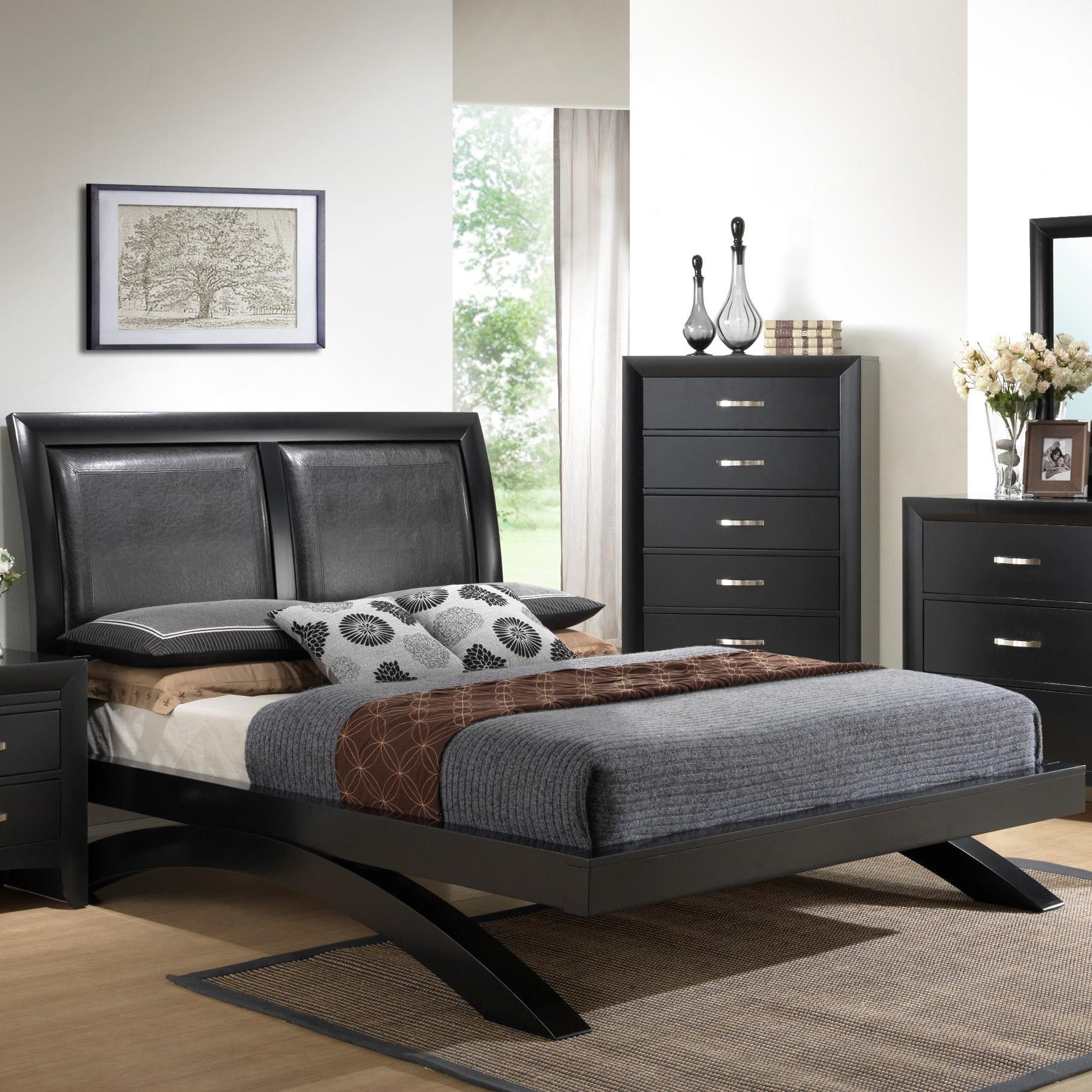 CM Galinda B4380-Q-HB+BASE+RAIL Queen Contemporary Upholstered Headboard Bed, Del Sol Furniture