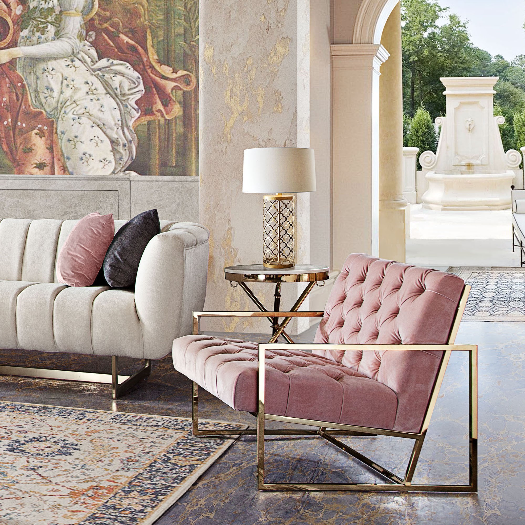 Diamond Sofa Luxe LUXECHPN Accent Chair Red Knot Uph