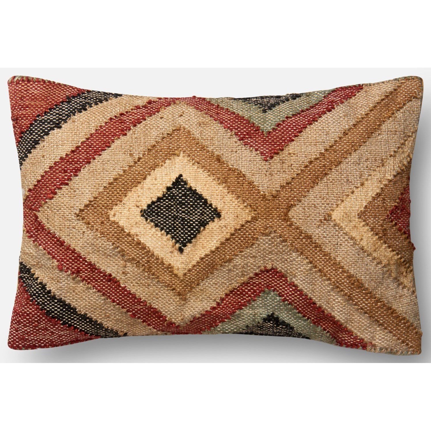 ED Ellen DeGeneres Crafted by Loloi Applique PSETP4019RUBEPIL5 13 X 21 Cover w Poly Rust Beige Jute Cotton Pillow Belfort Furniture Throw Pillows