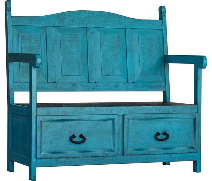 Blue cheap accent bench