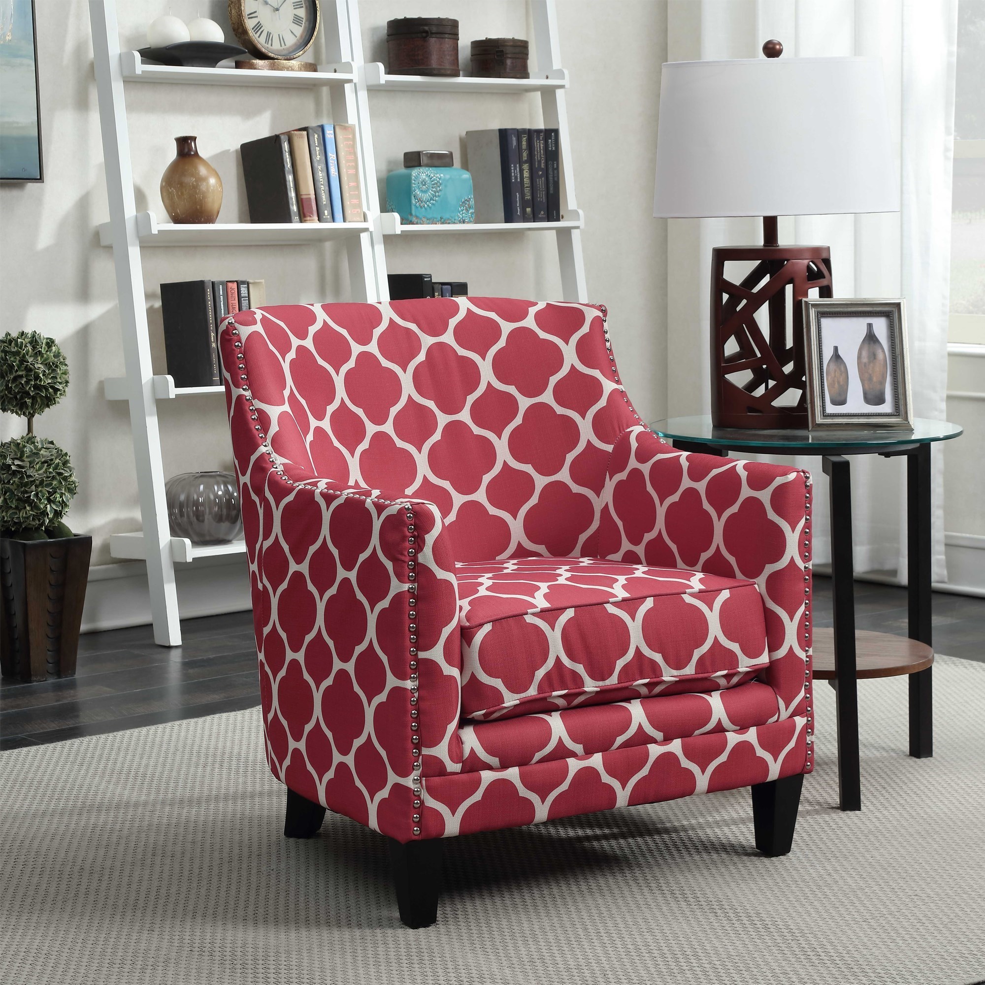 Red and sales white accent chair