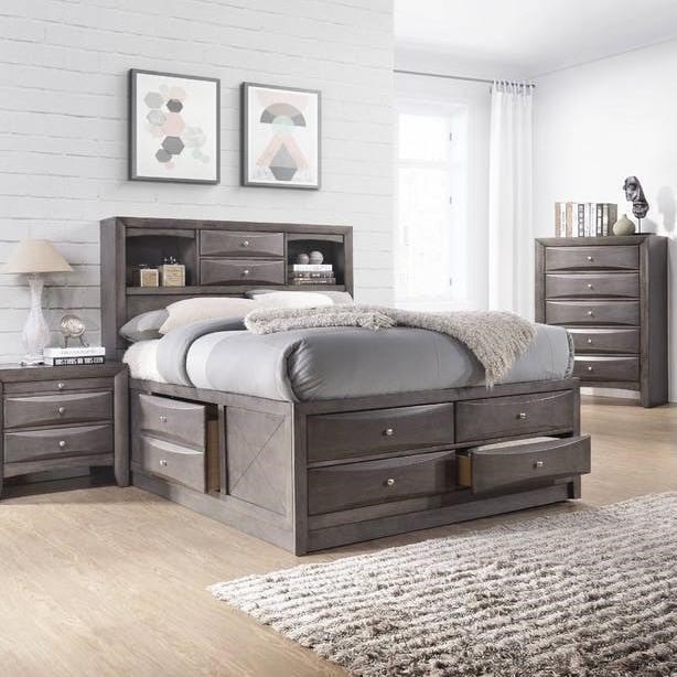 Emily 76416 EMILY GREY KING STORAGE BED 7 Day Furniture Bed