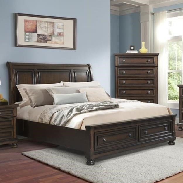 Queen sleigh cheap bed with storage