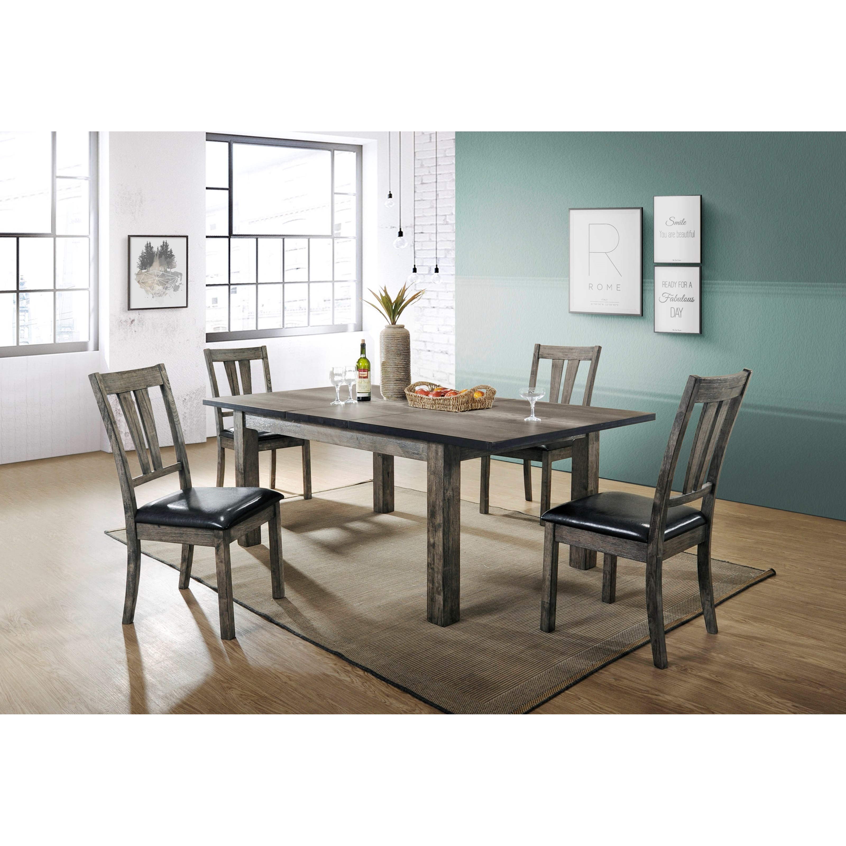 Elements Nathan DNH100CP5PC Rustic 5 Piece Dining Set Royal
