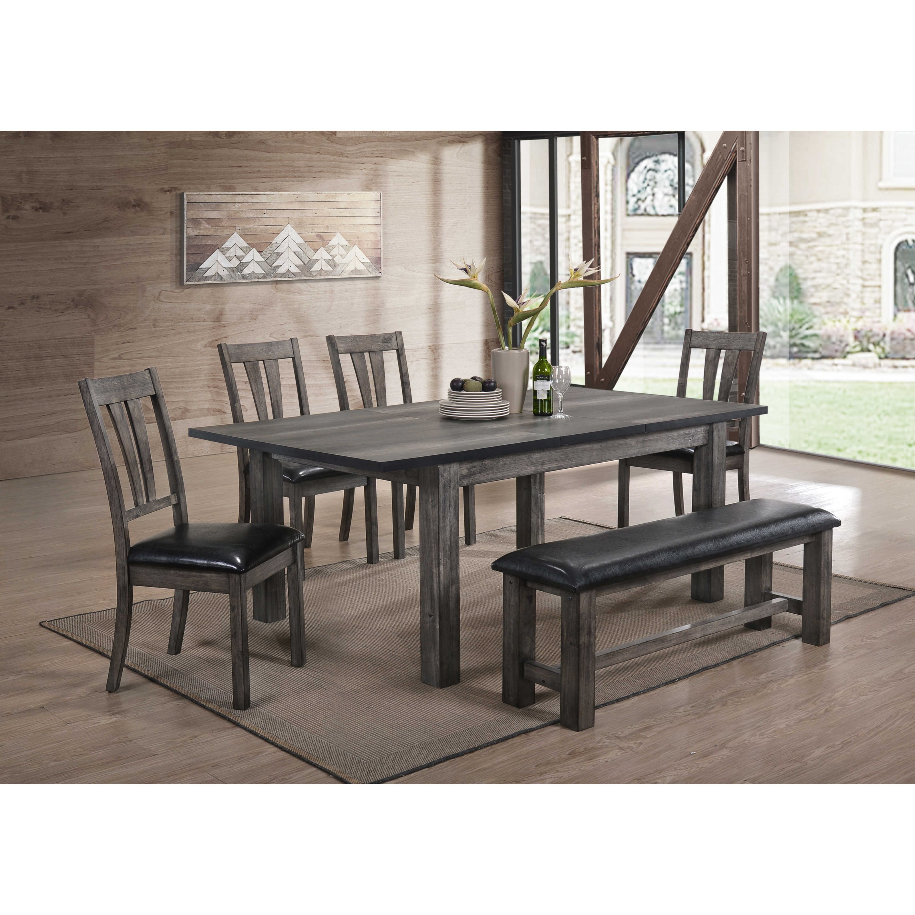 Elements Nathan DNH100CW6PC Dining Table and Chair Set with