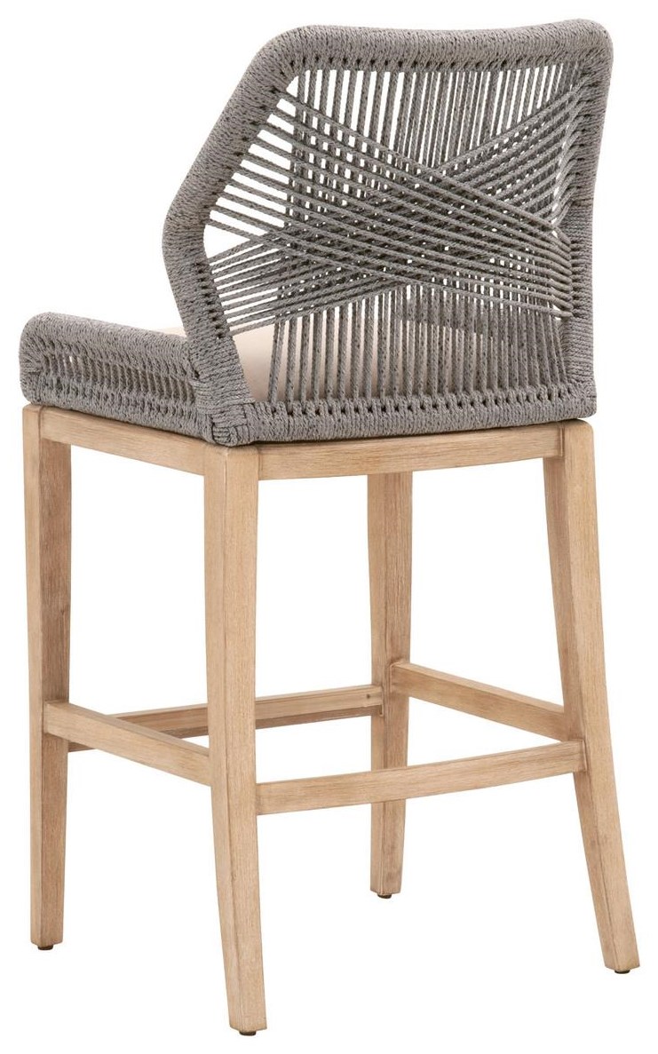 Essentials for Living Woven 6808BS.PLA.LGRY.NG LOOM BAR STOOL Platinum Rope Light Gray Natural Gray Mahogany Jacksonville Furniture Mart Bar Stools