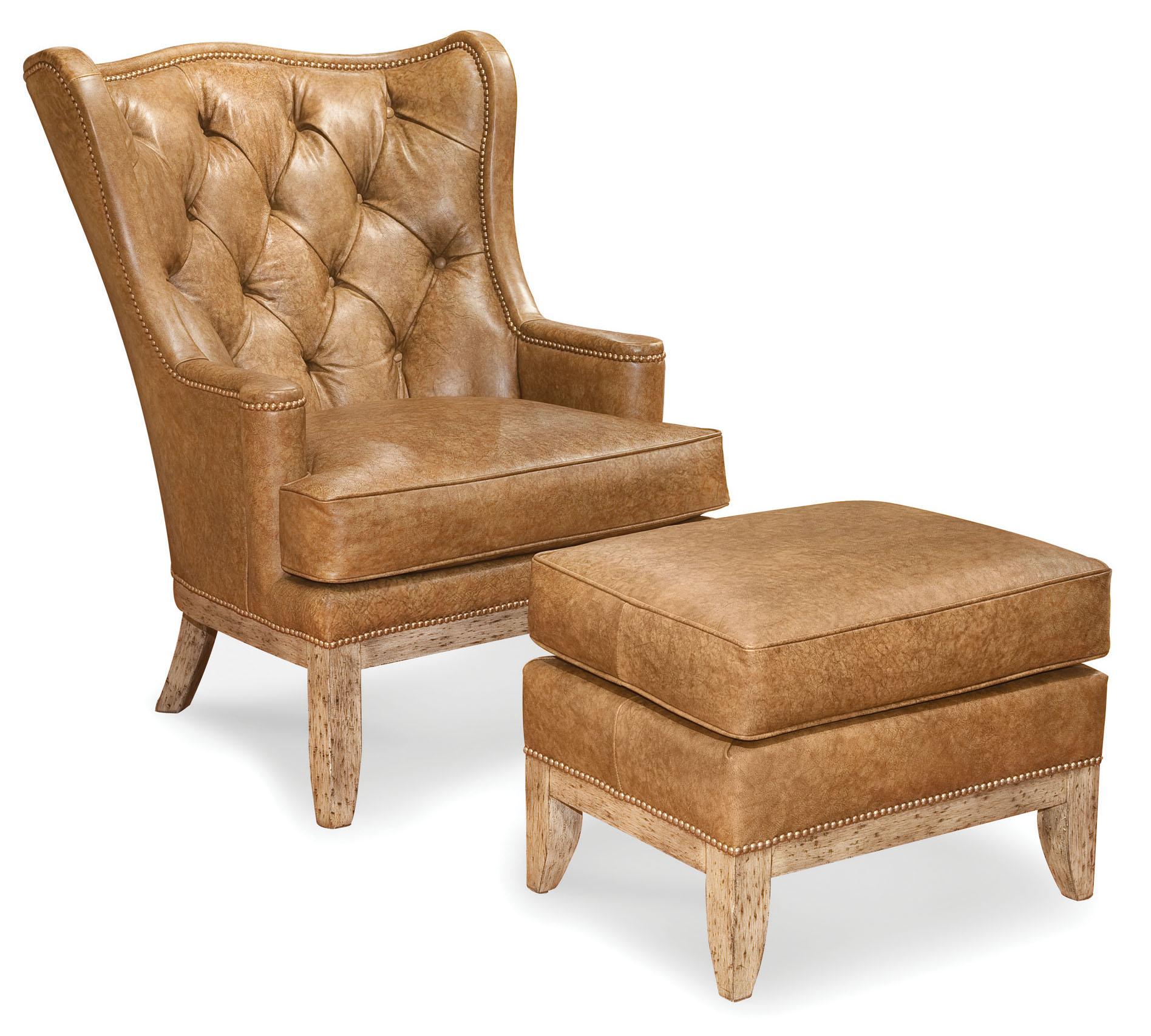 Leather ottoman with nailhead clearance trim