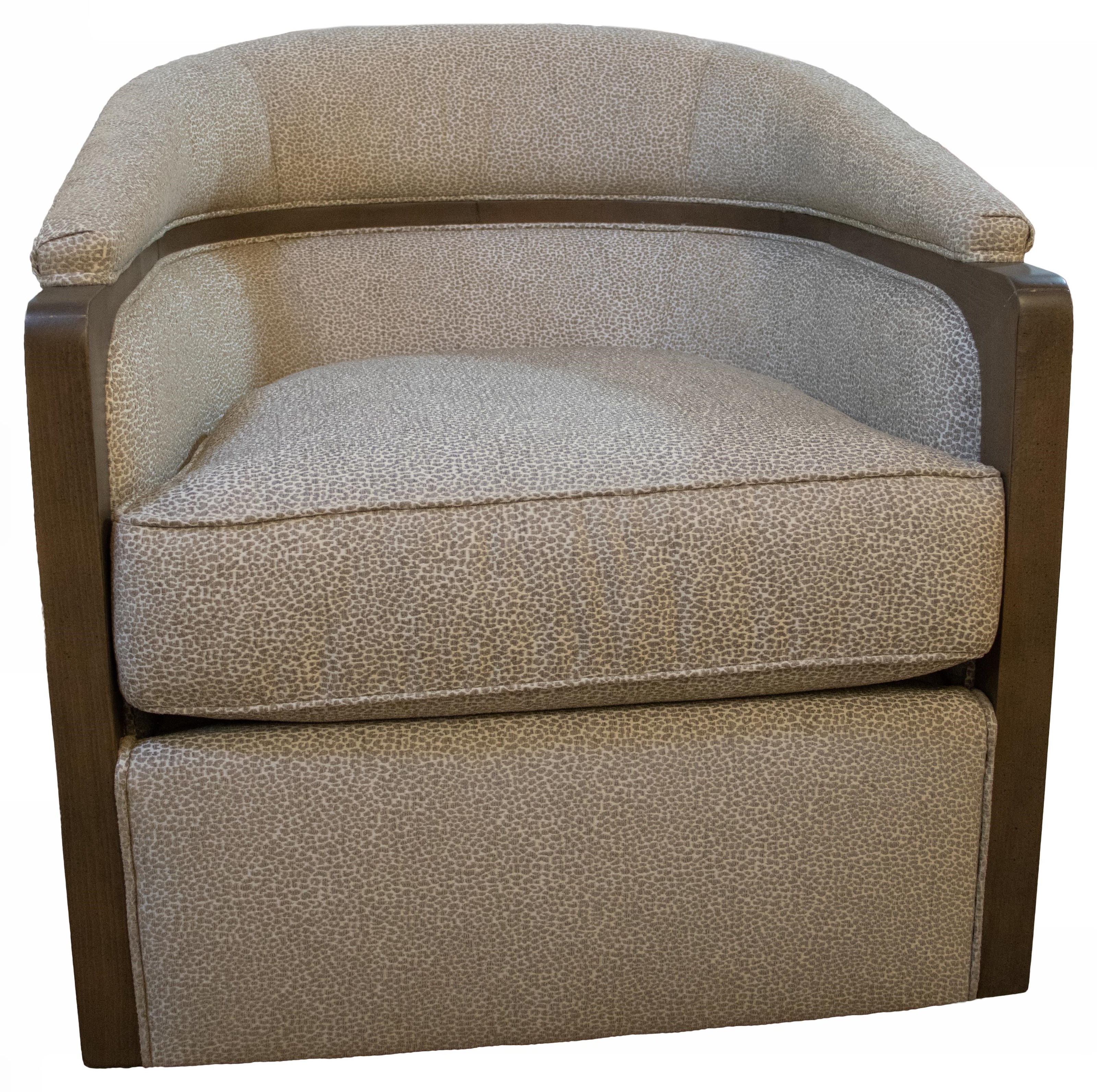 Fairfield Chairs 6198 31 9510SMOKE Upholstered Swivel Chair with Wood Trim Accent Esprit Decor Home Furnishings Upholstered Chairs