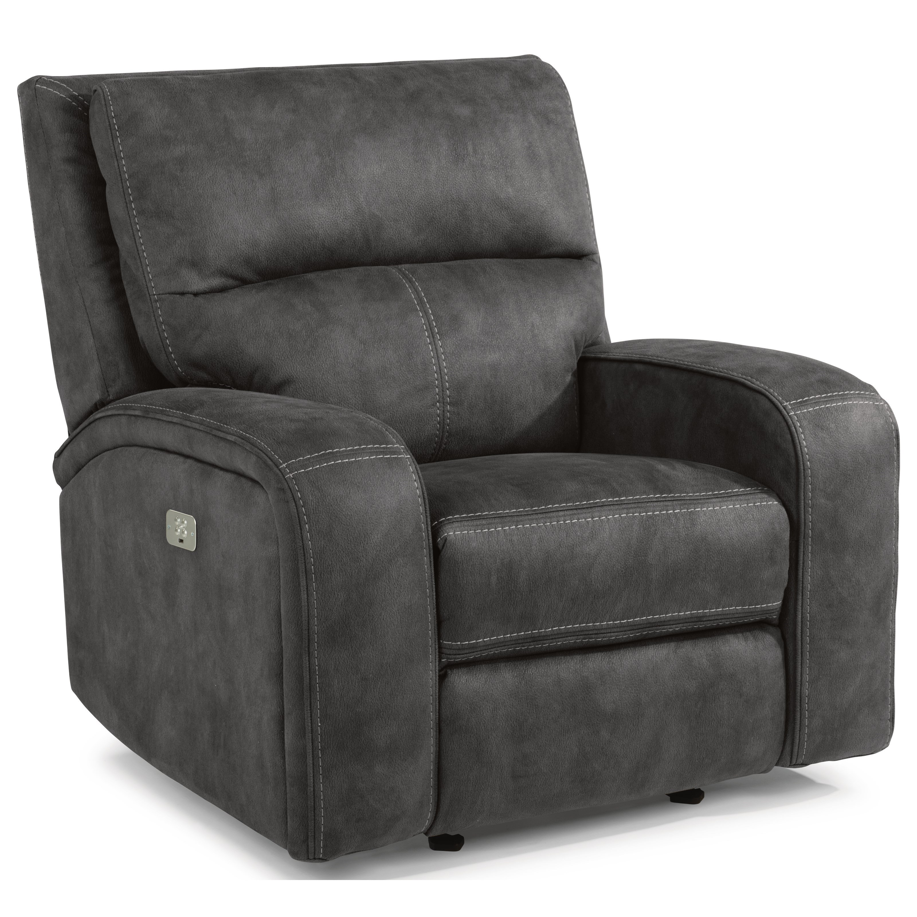 Flexsteel Latitudes Nirvana 1371472 Contemporary Power Recliner with Power Headrest and USB Port Dunk Bright Furniture Recliner Three Way