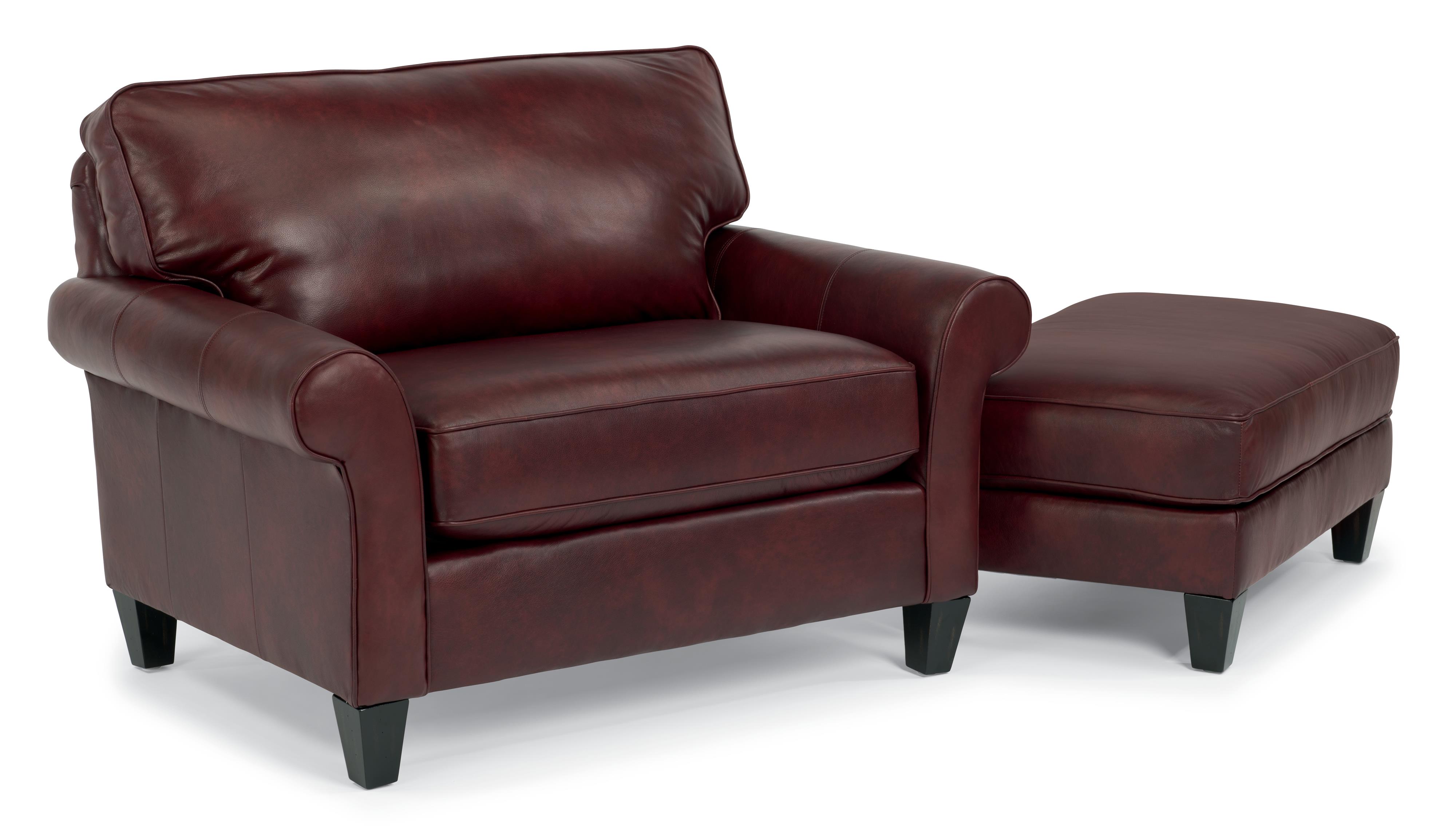Flexsteel leather hotsell chair and ottoman