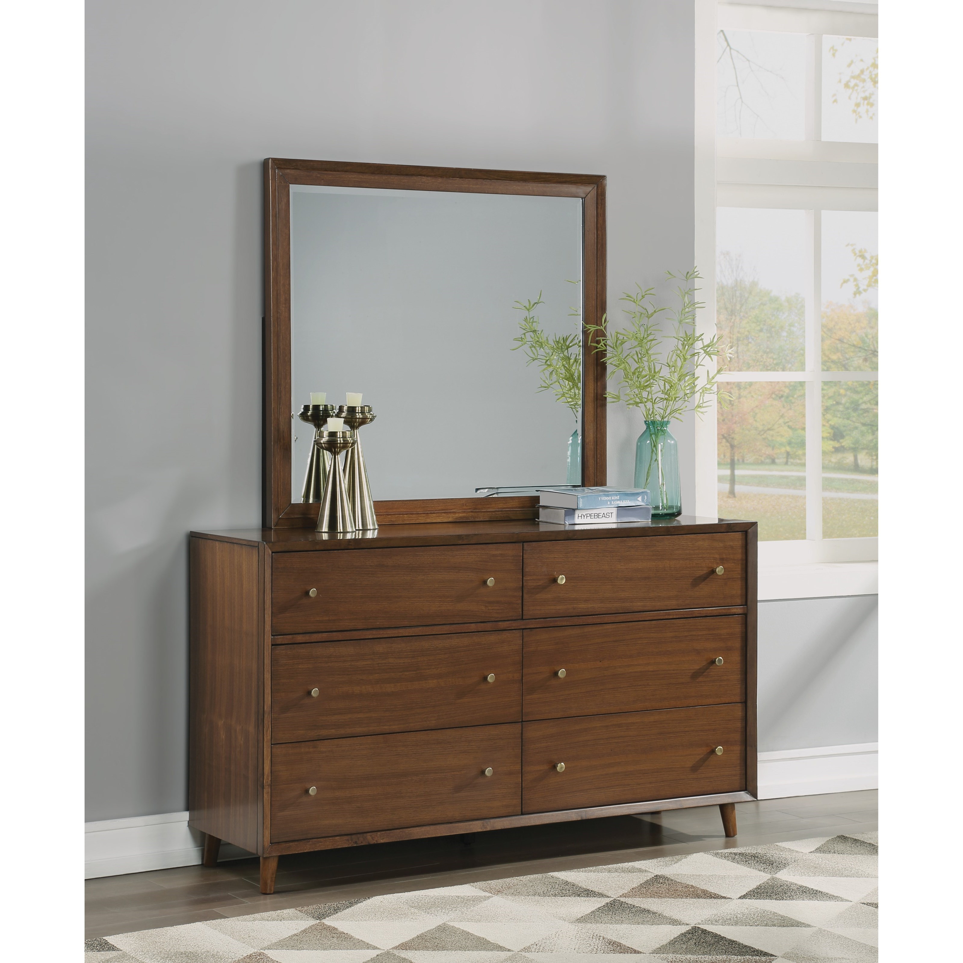 Mid century modern dresser with mirror cheap