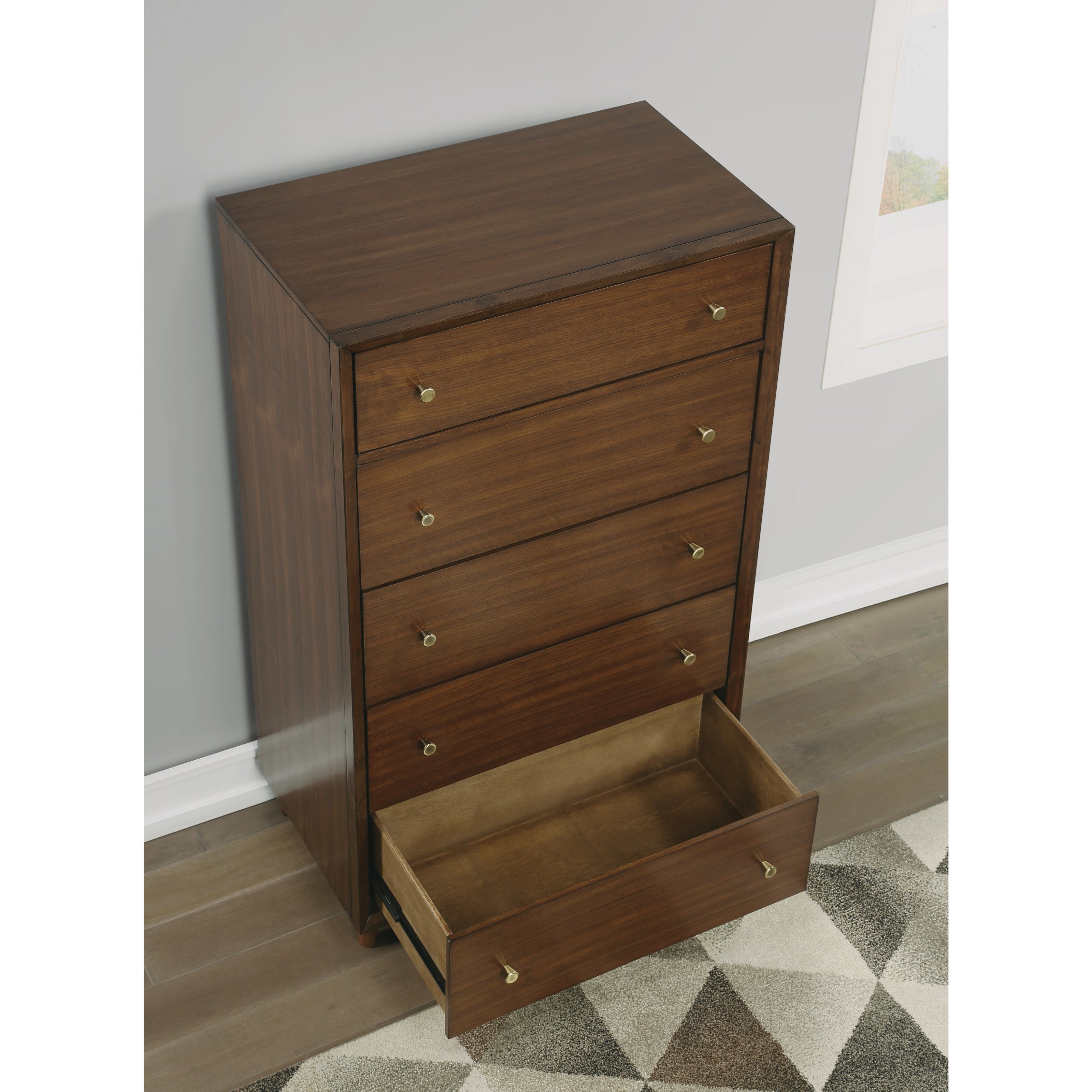 Serta mid century modern 3 top drawer dresser with changing top