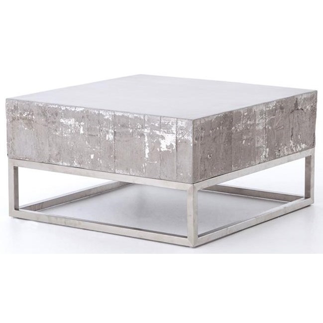 Concrete and chrome coffee table sale