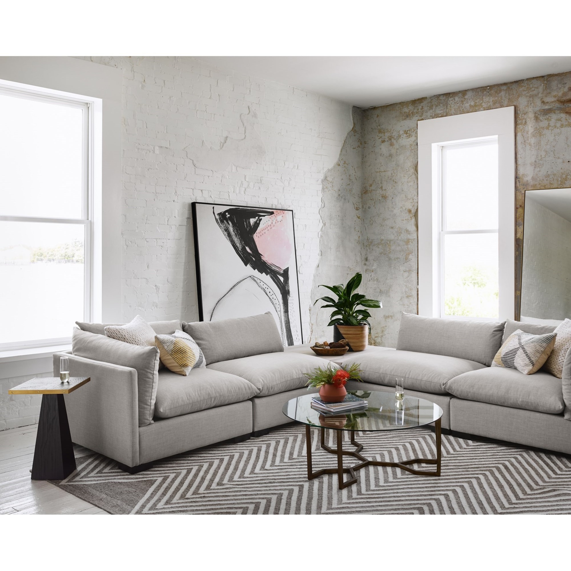 Four Hands Marlow IMAR191 Naomi Round Coffee Table Malouf Furniture Co. Cocktail/Coffee Tables