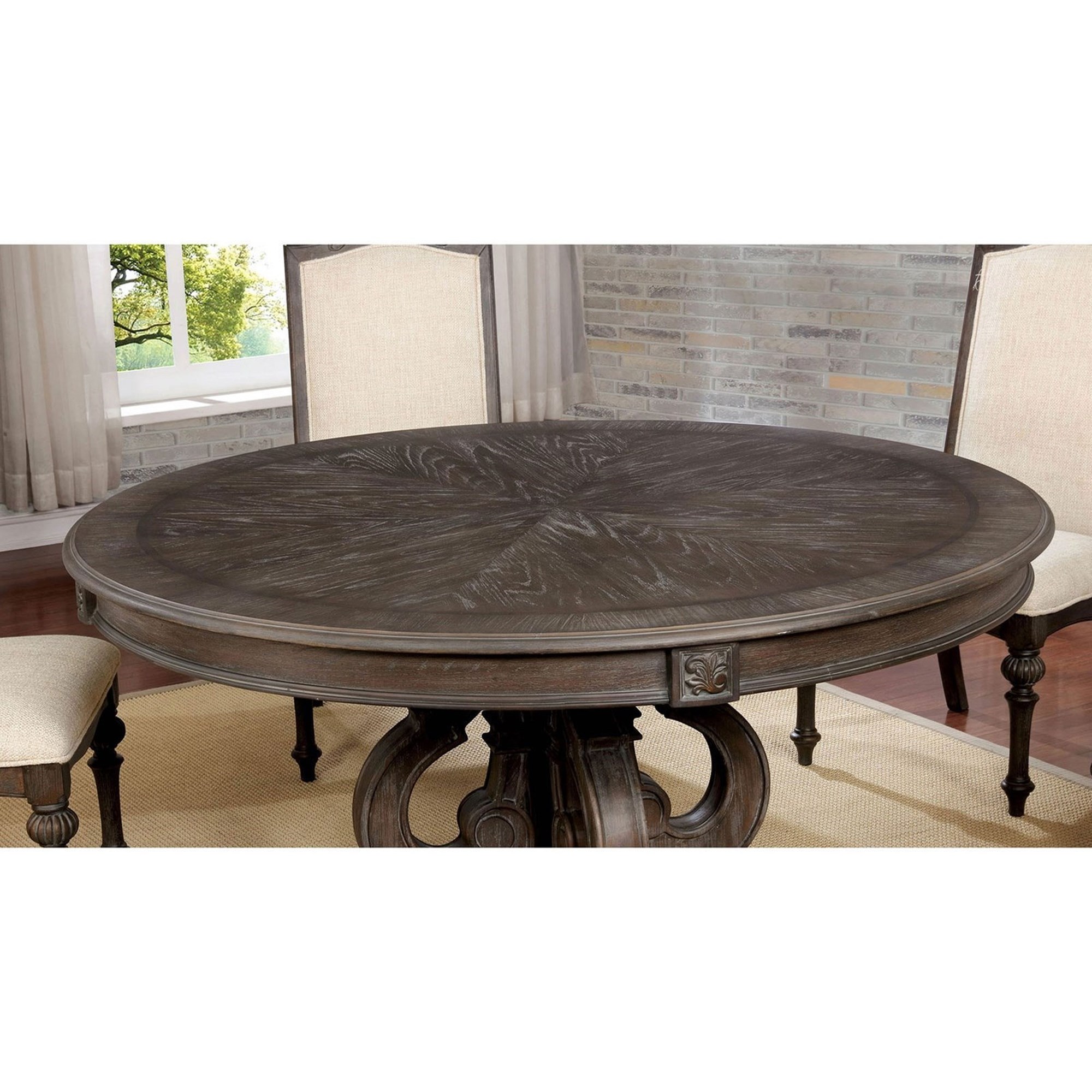 Furniture of America | CM3150WH-RT Arcadia Antique White Round Dining Room  Set