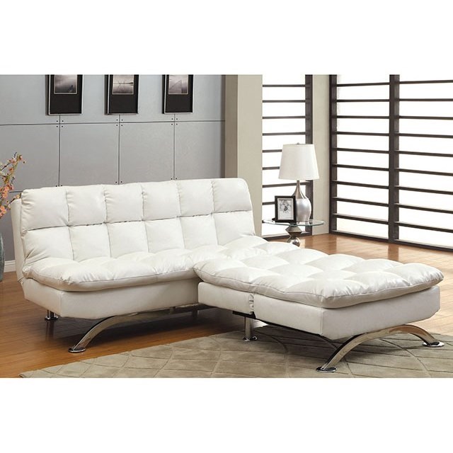 Furniture of America FOA Aristo CM2906WH Leatherette Futon Sofa
