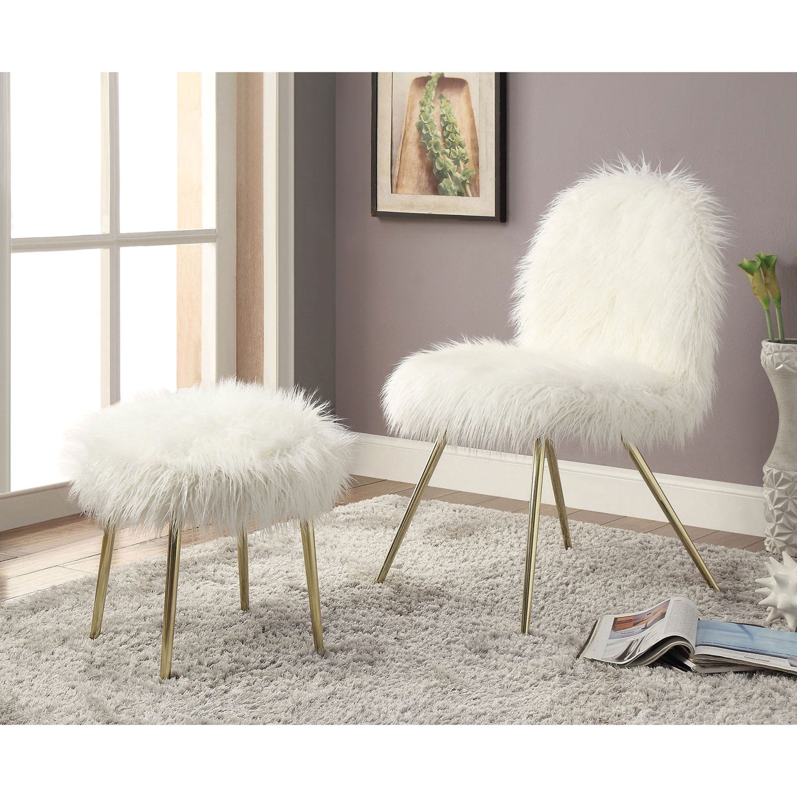 Faux fur dining chair outlet