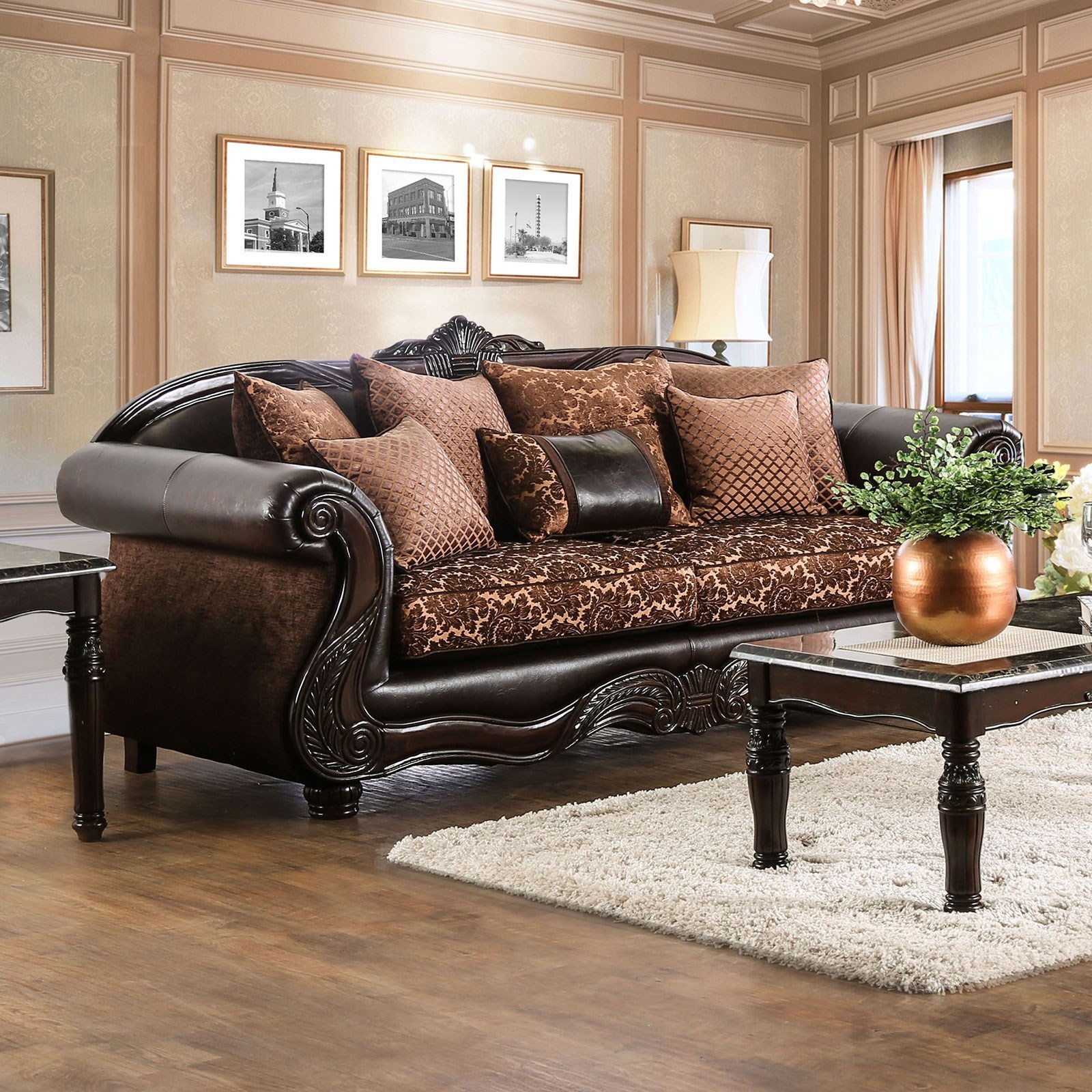 Couches with wood hot sale trim