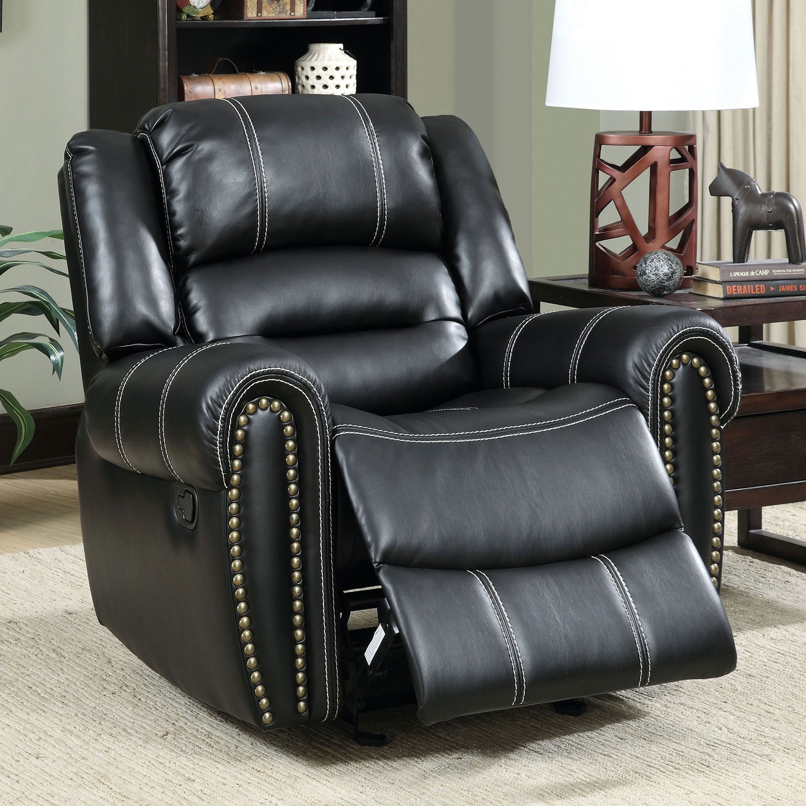 Recliner chair with nailhead new arrivals trim