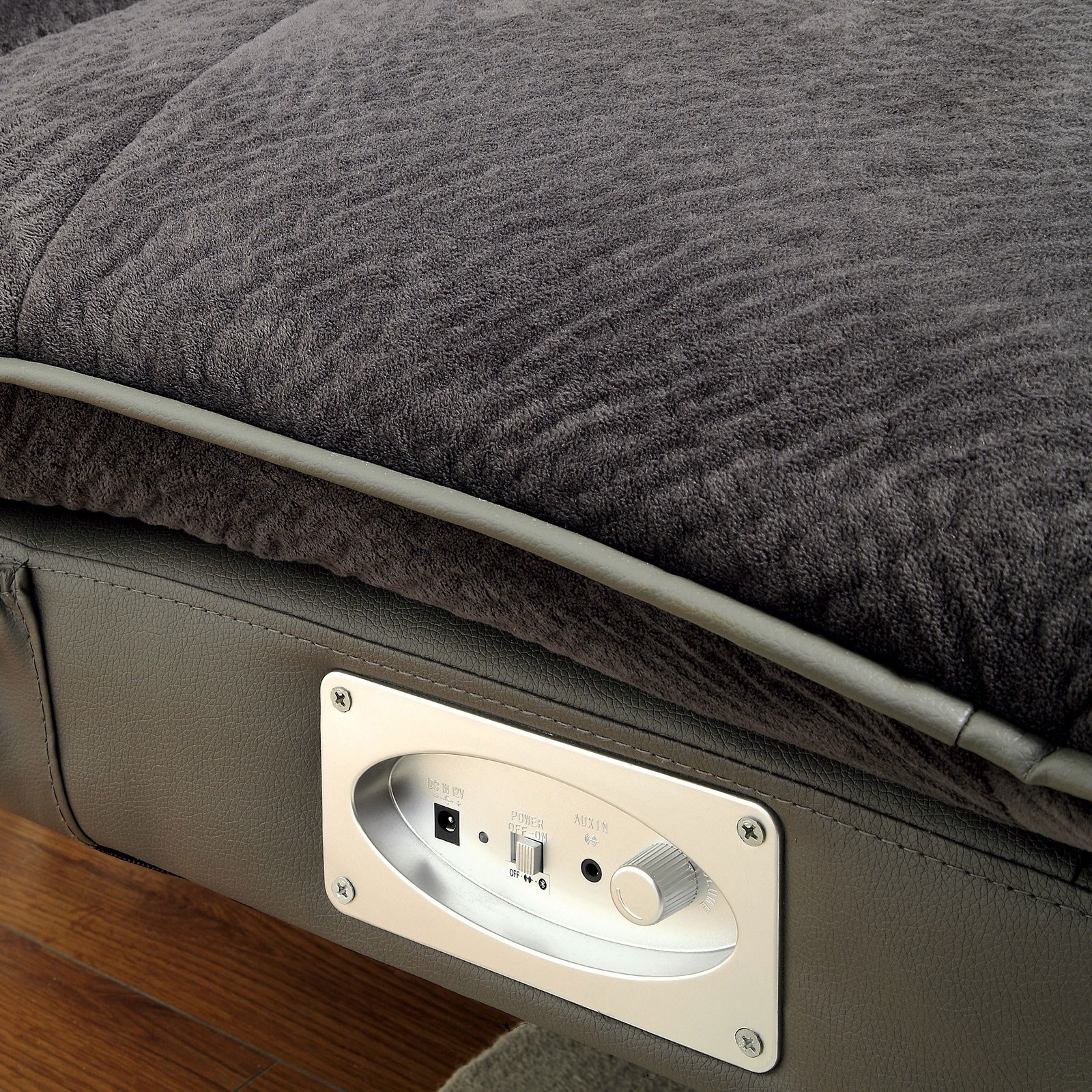 Furniture of America Gallagher CM2675GY Futon Sofa with Bluetooth