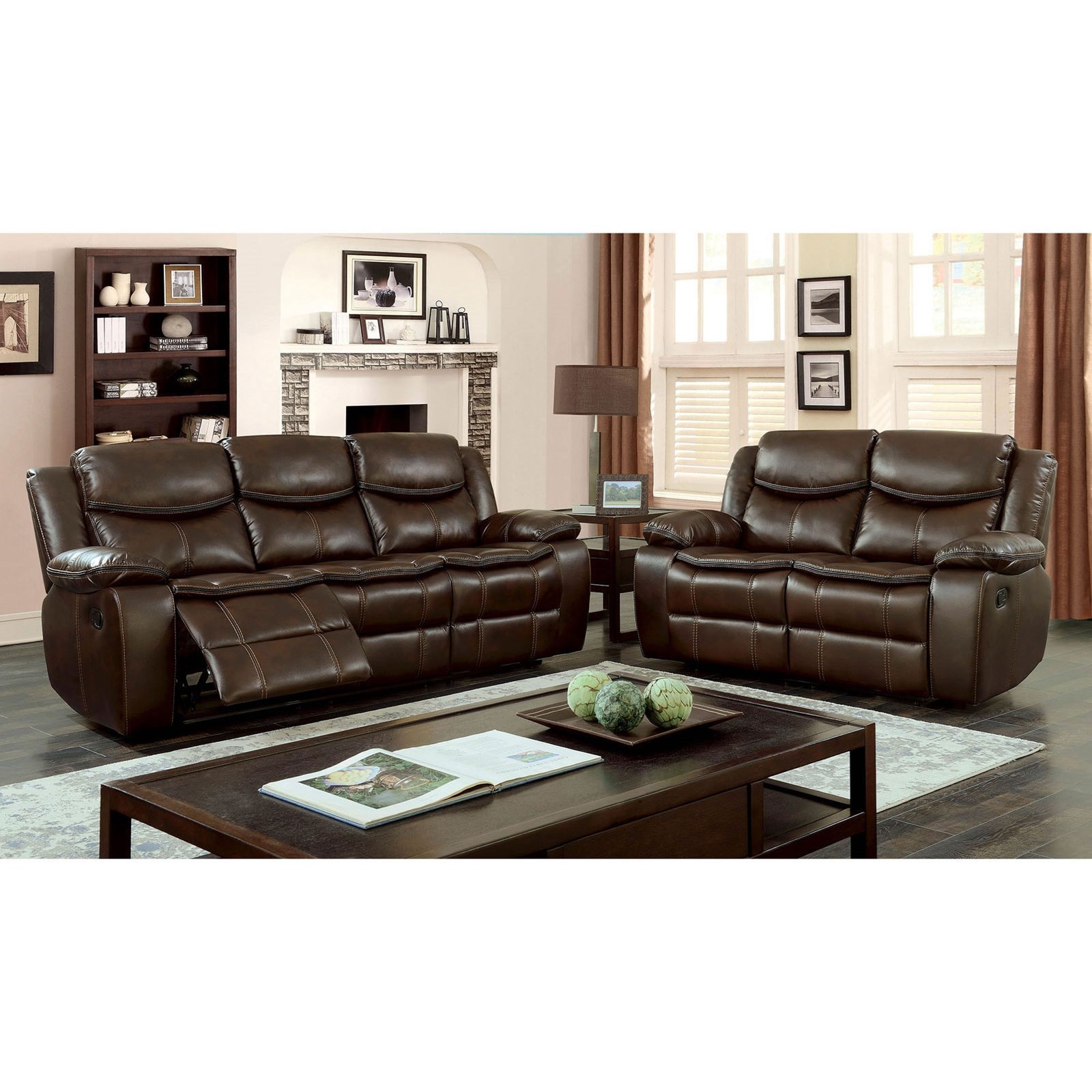 Faux leather reclining loveseat top