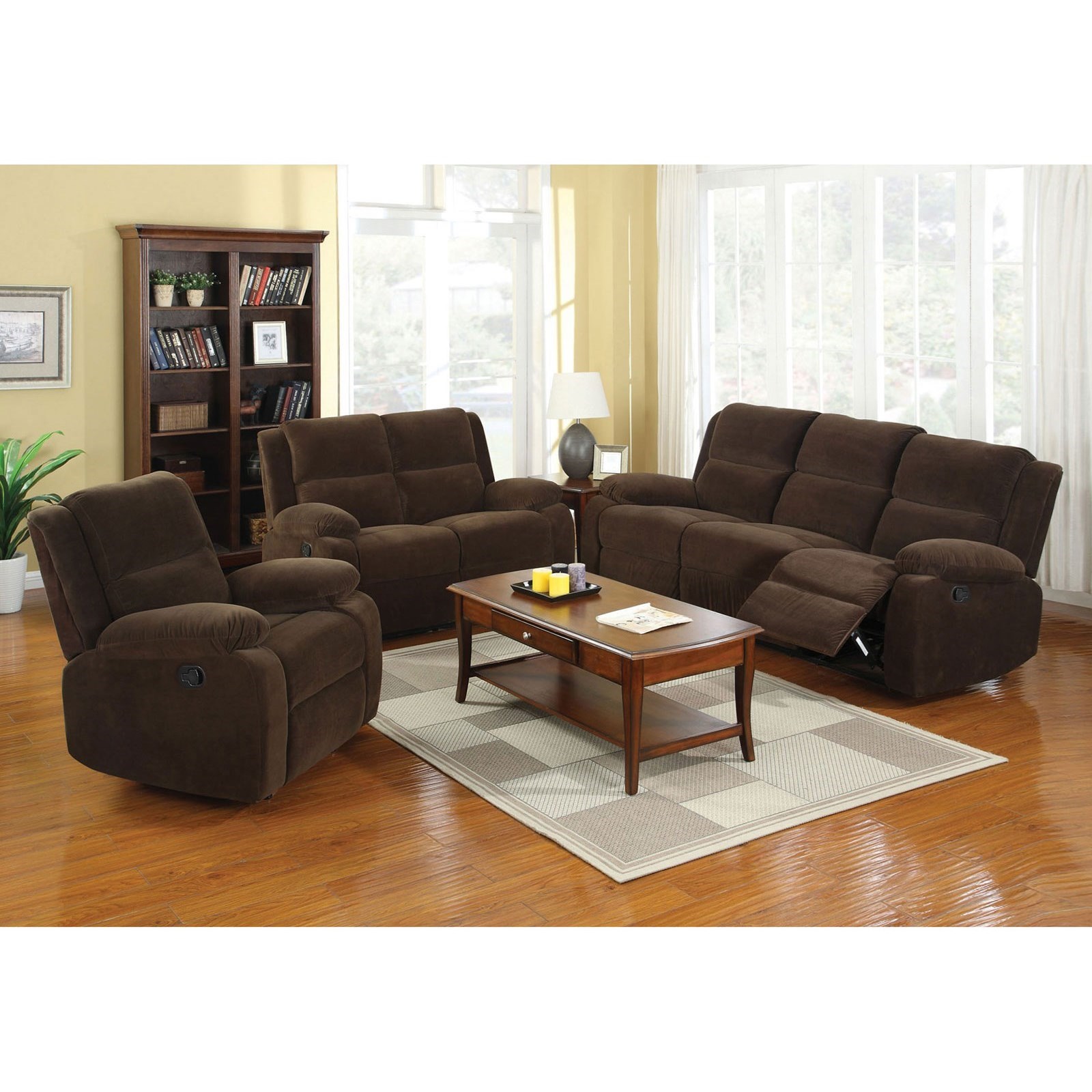 Light brown top reclining sofa