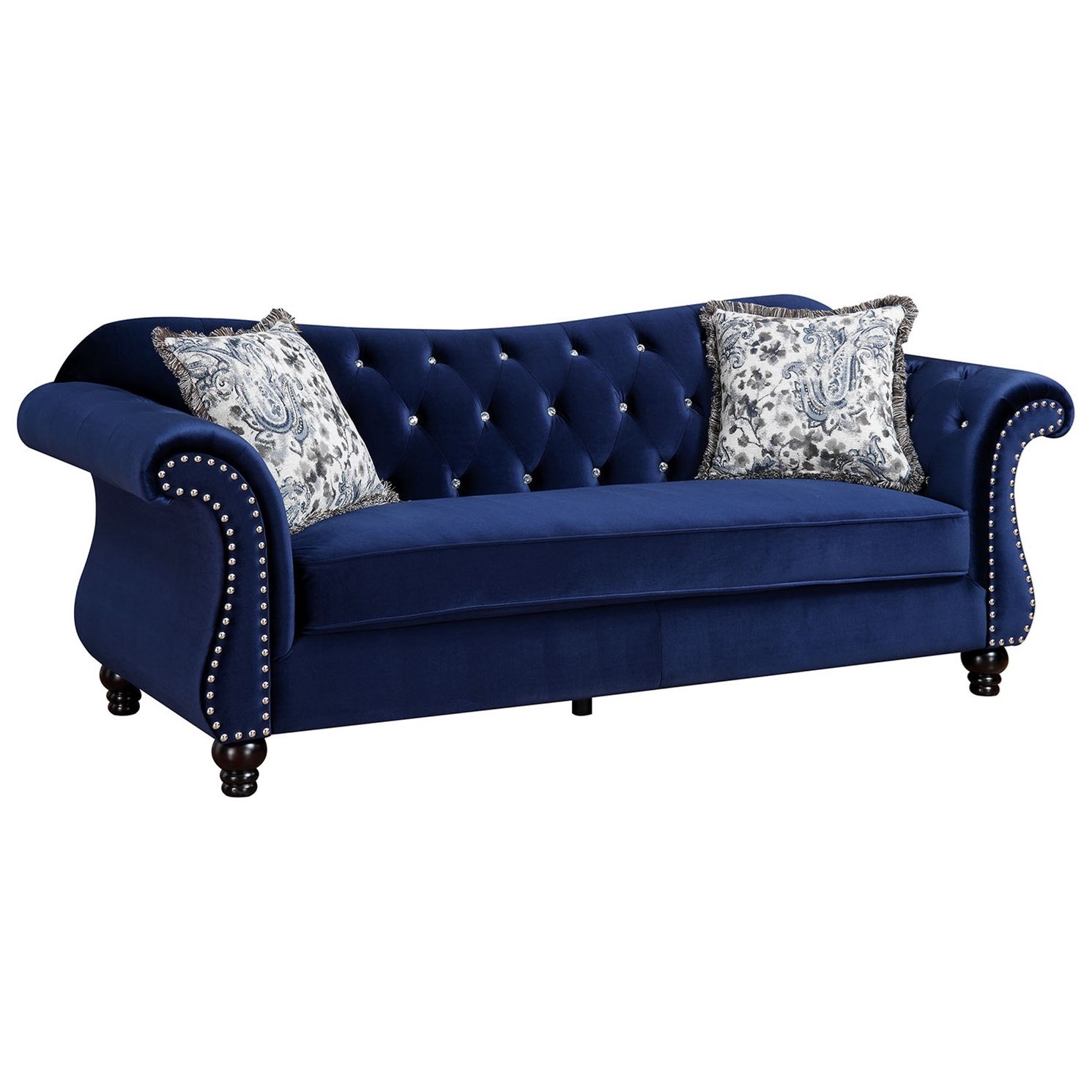 Furniture of America Jolanda CM6159BL SF VN Sofa with Tufted Back