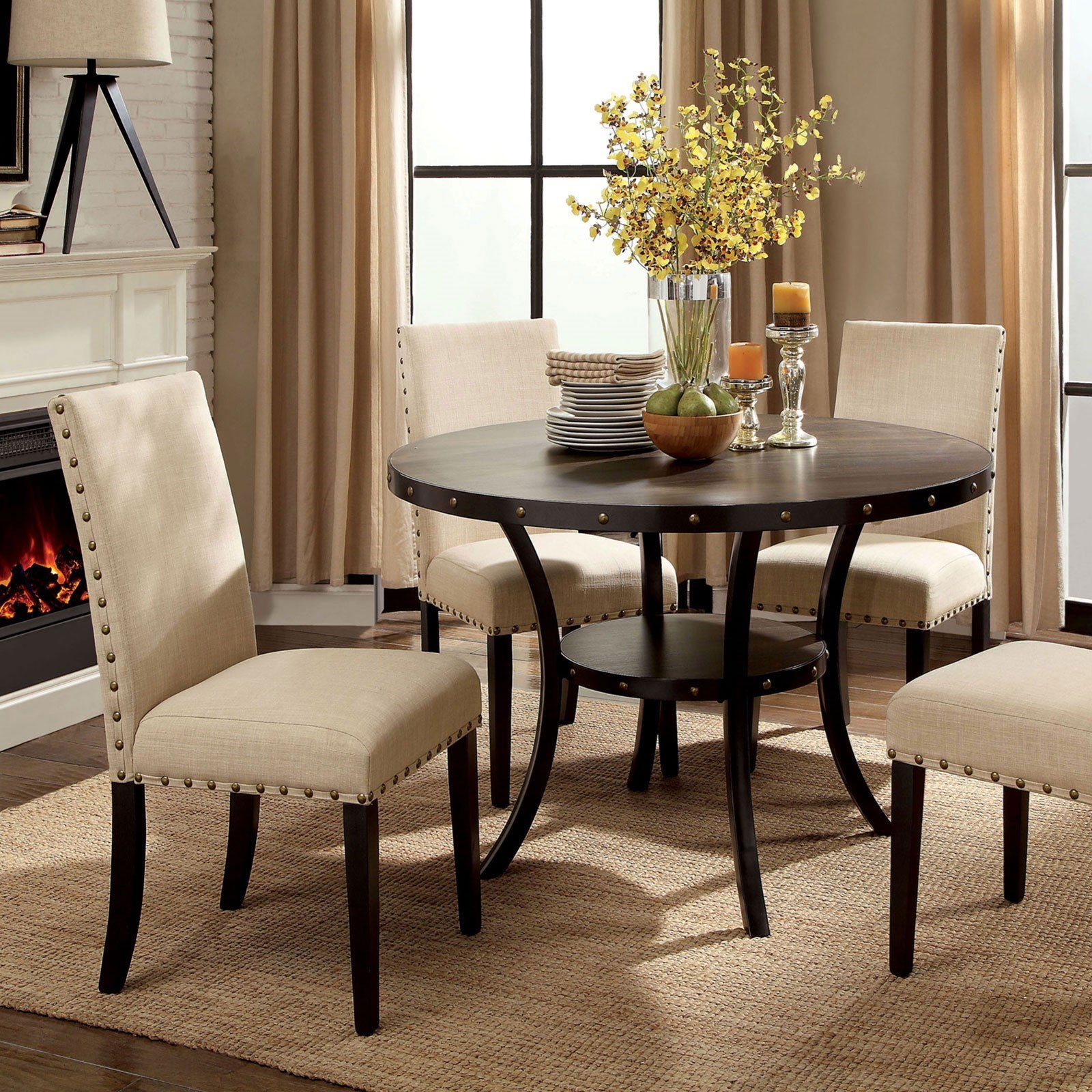 Industrial round dining best sale table and chairs