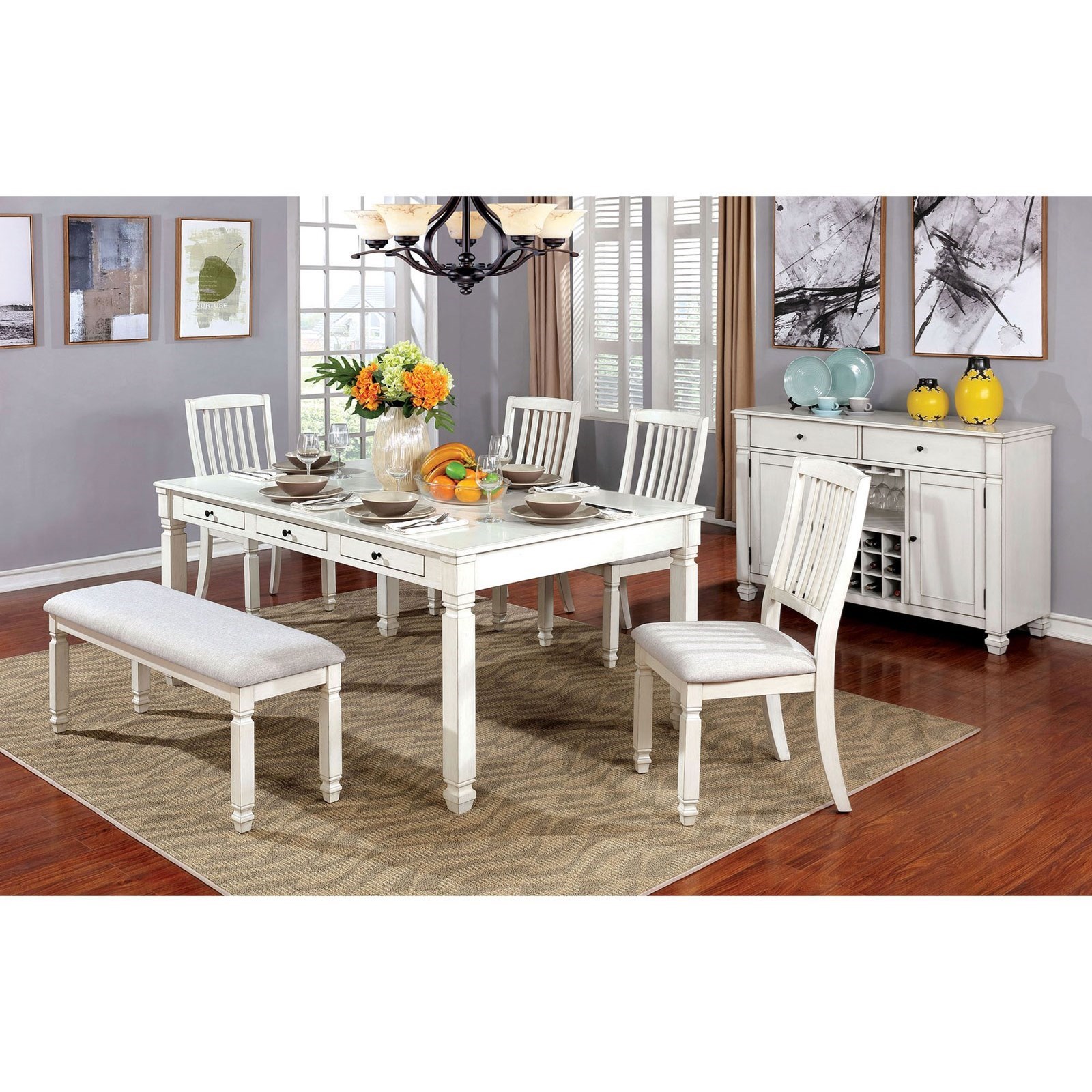 Furniture of America Kaliyah CM3194T Cottage Rectangular Dining