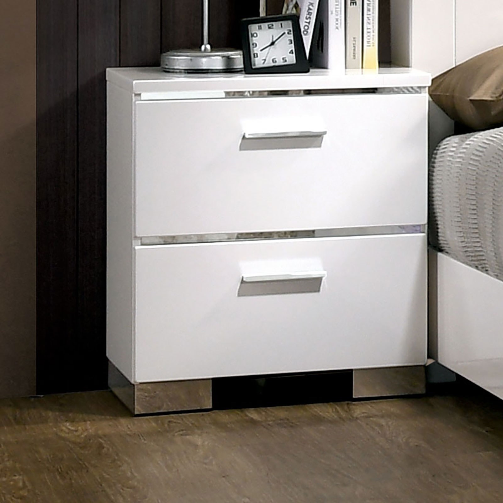 Chrome nightstand with drawer sale