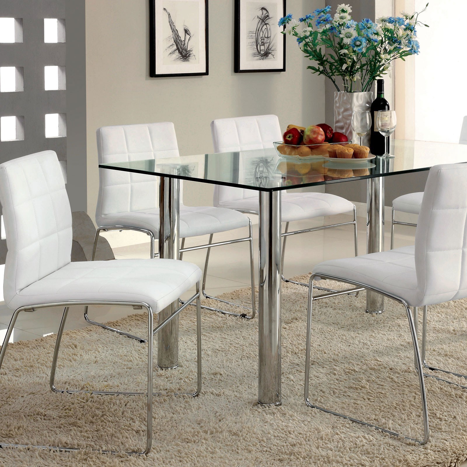 Furniture of america glass dining table outlet