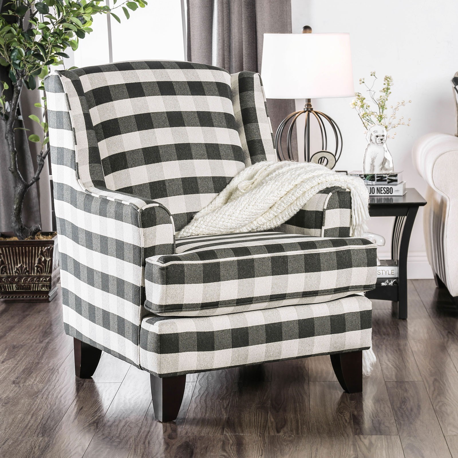 Plaid hotsell oversized chair