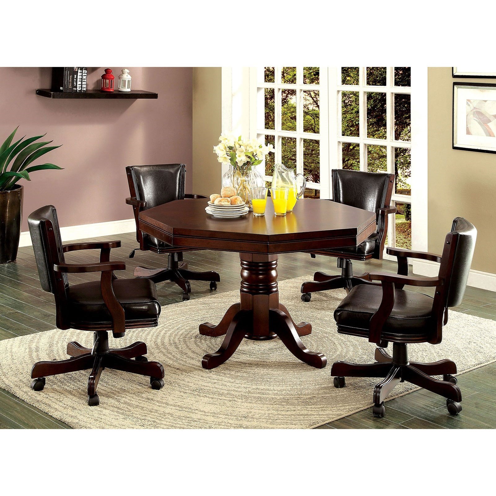 Leather poker hotsell table chairs