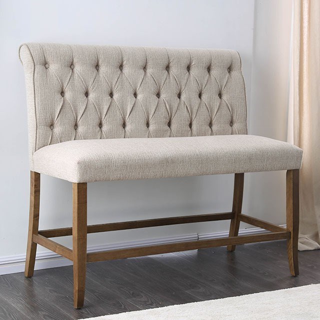 Counter height dining shop bench with back