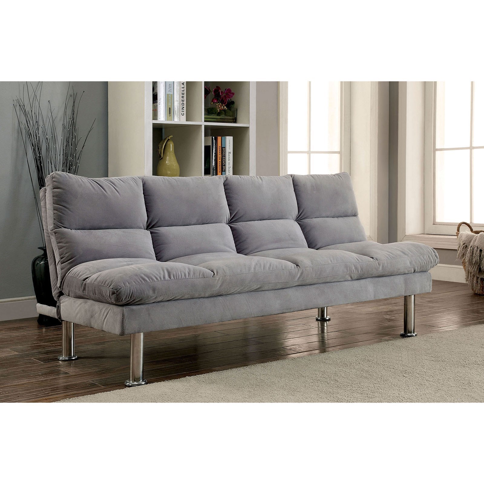 Furniture of America FOA Saratoga CM2902GY Contemporary Futon