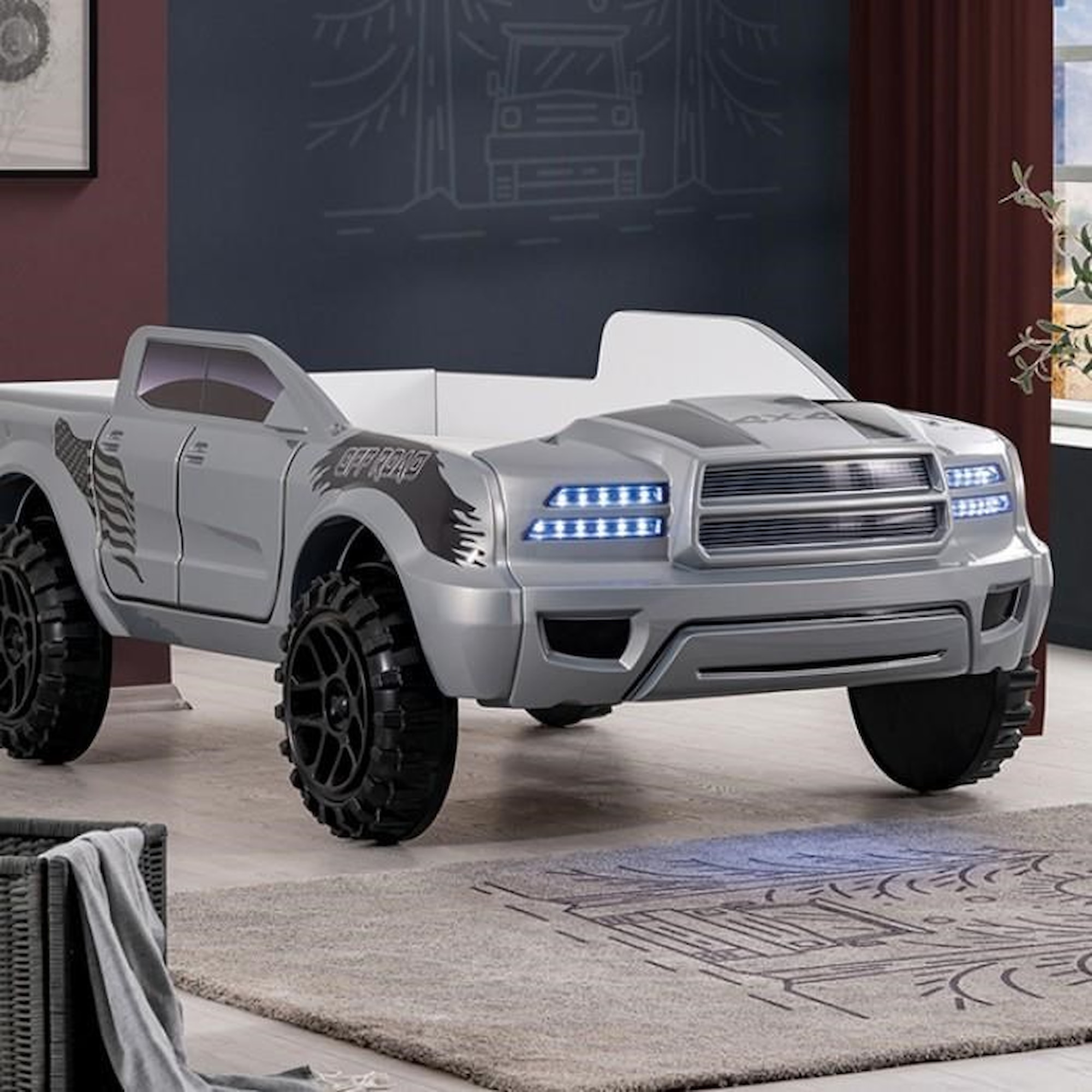 Furniture of America FOA Truck FOA7725GY Twin Truck Bed Grey Del