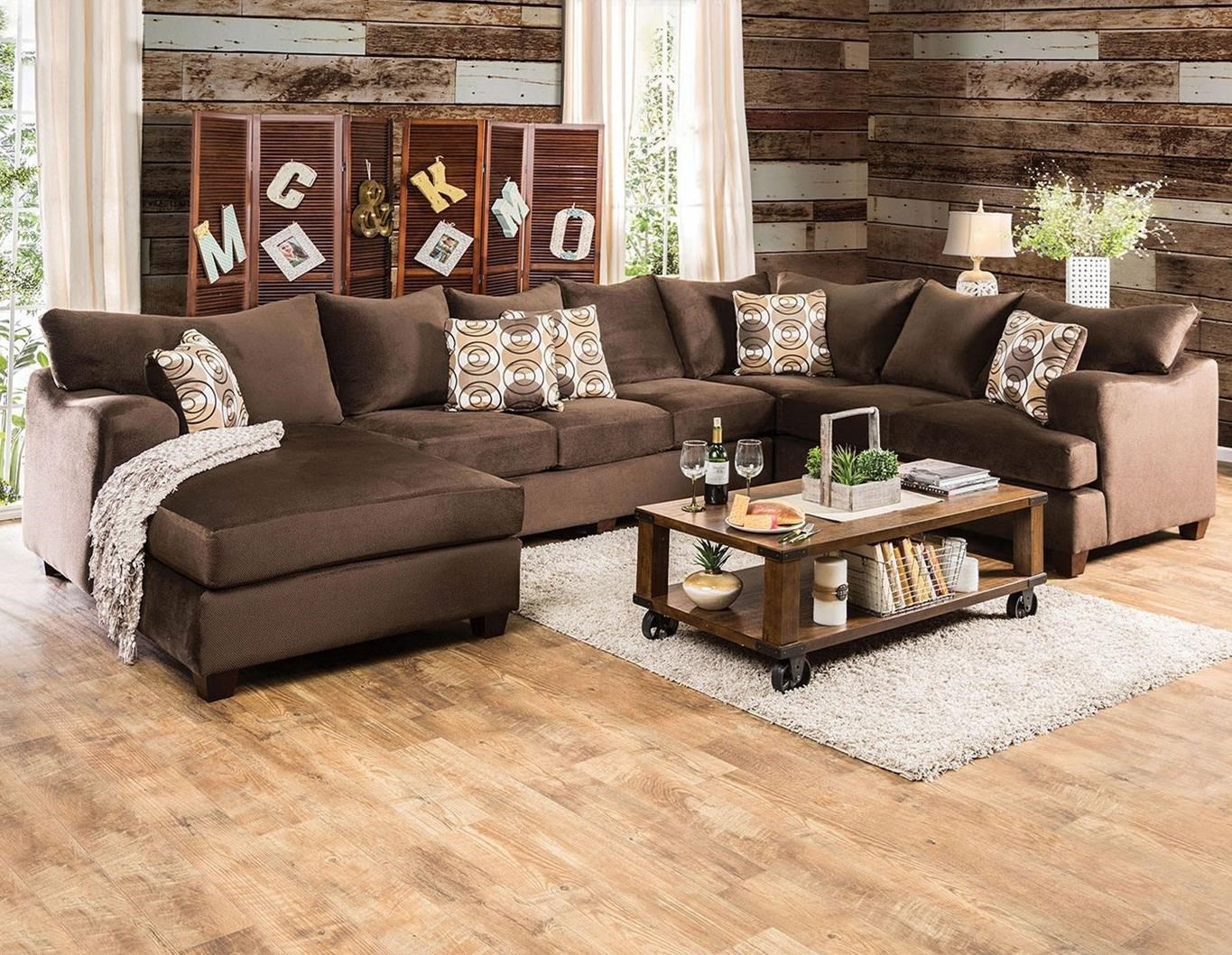 Chocolate sectional sofa top set with chaise