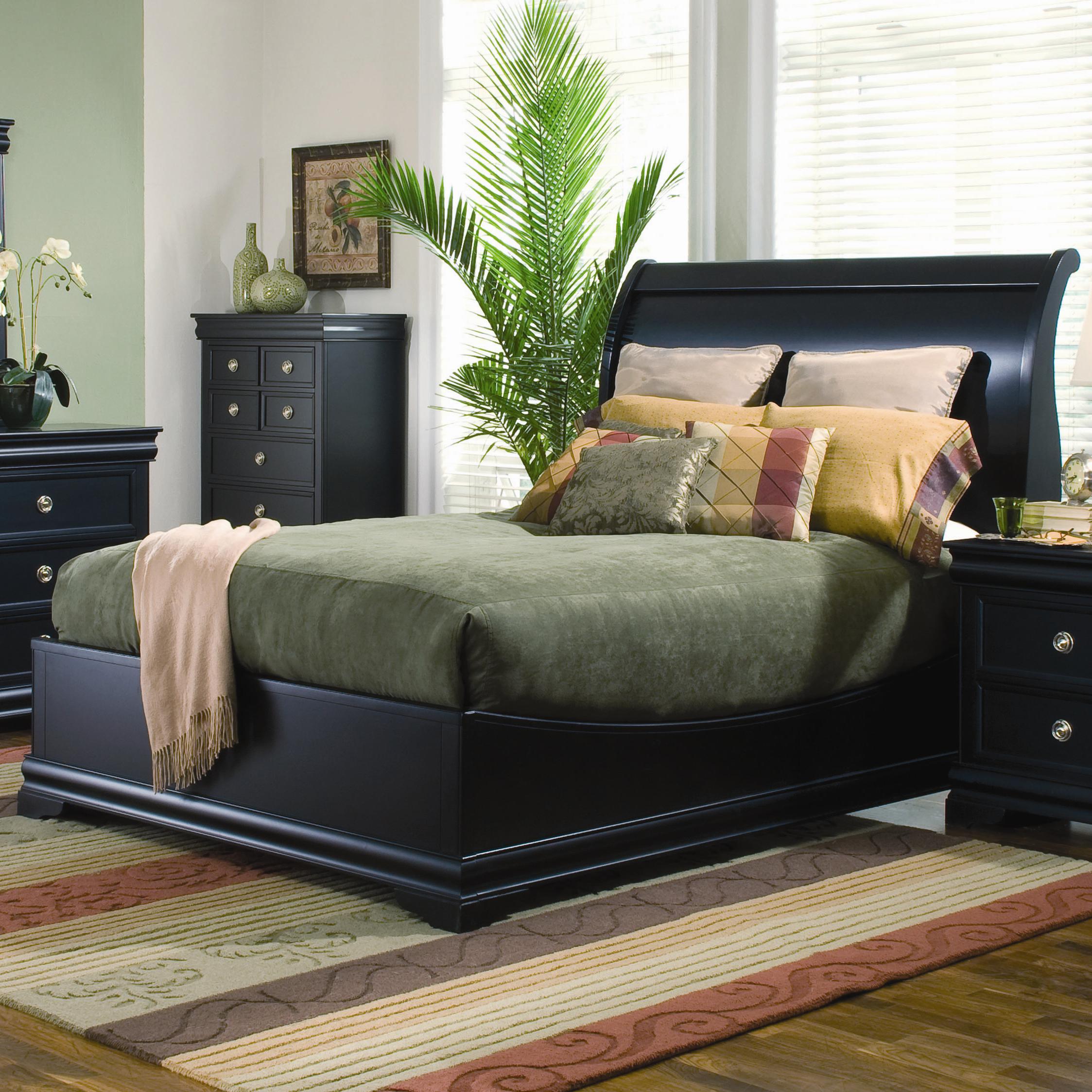 Low profile shop sleigh bed king