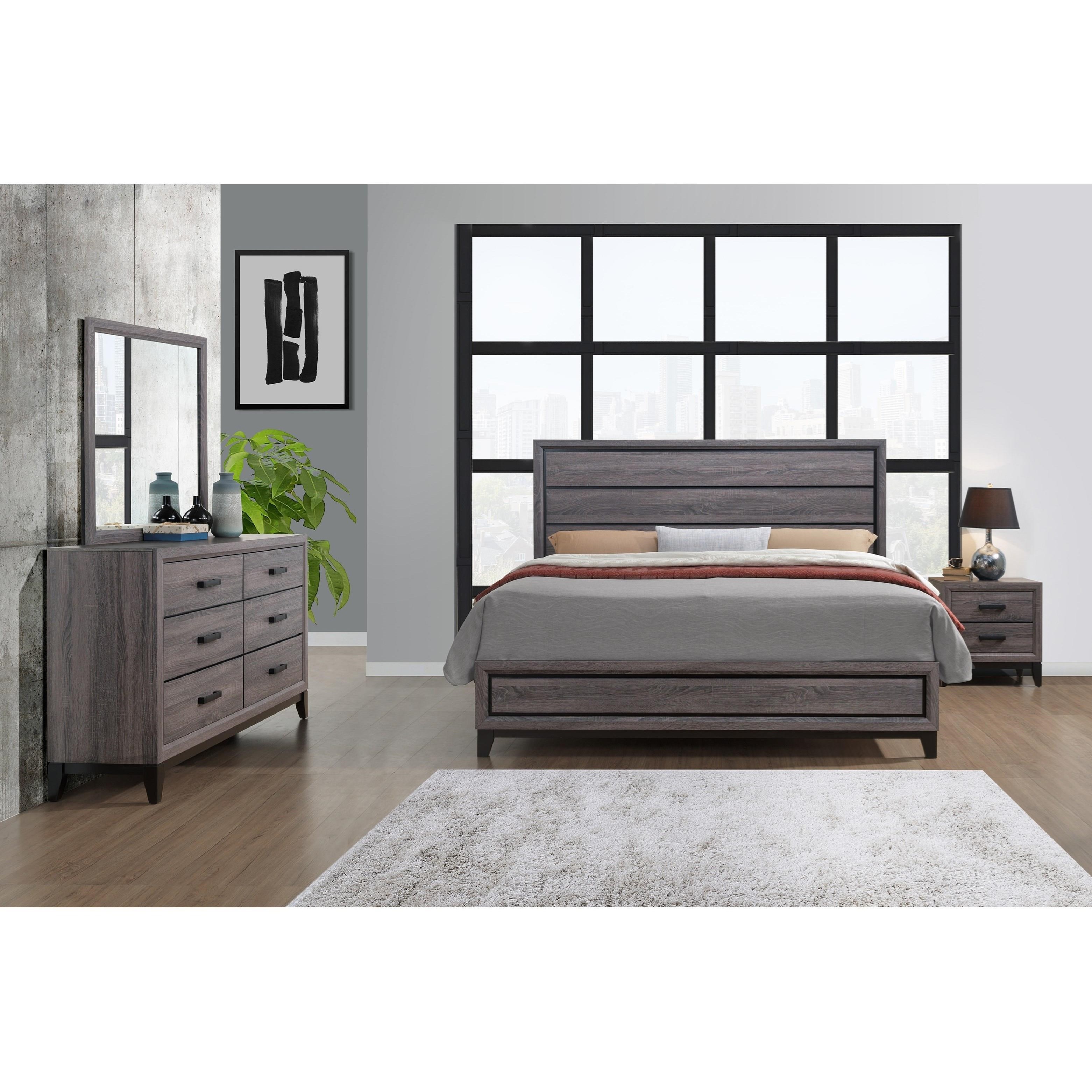 Global Furniture Kate KATE GR QB Contemporary Farmhouse Queen