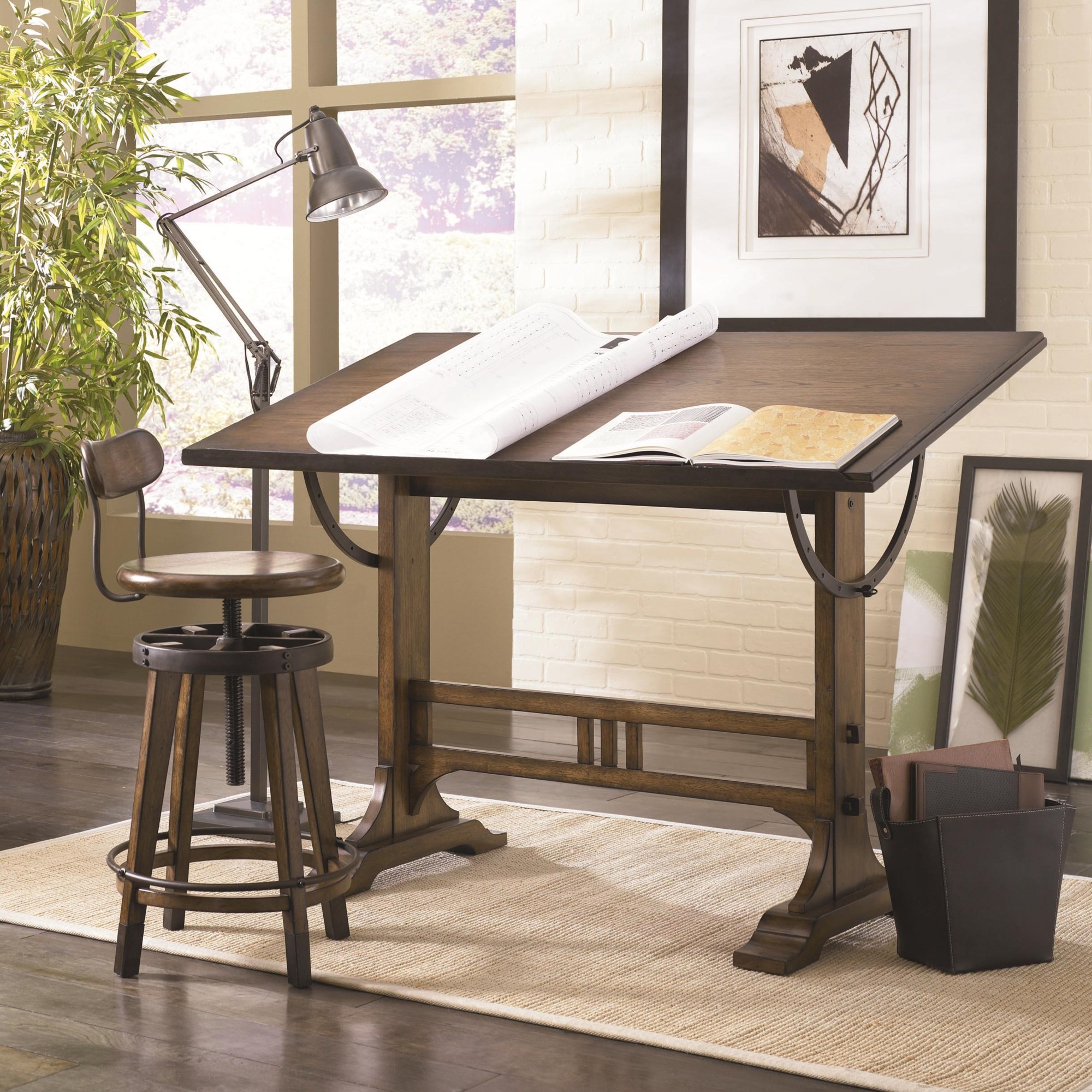 Hammary Studio Home Table Mission Desk Architect Furniture 166-940 Desk | Oak & Weathered Desks Mattress | - Wayside