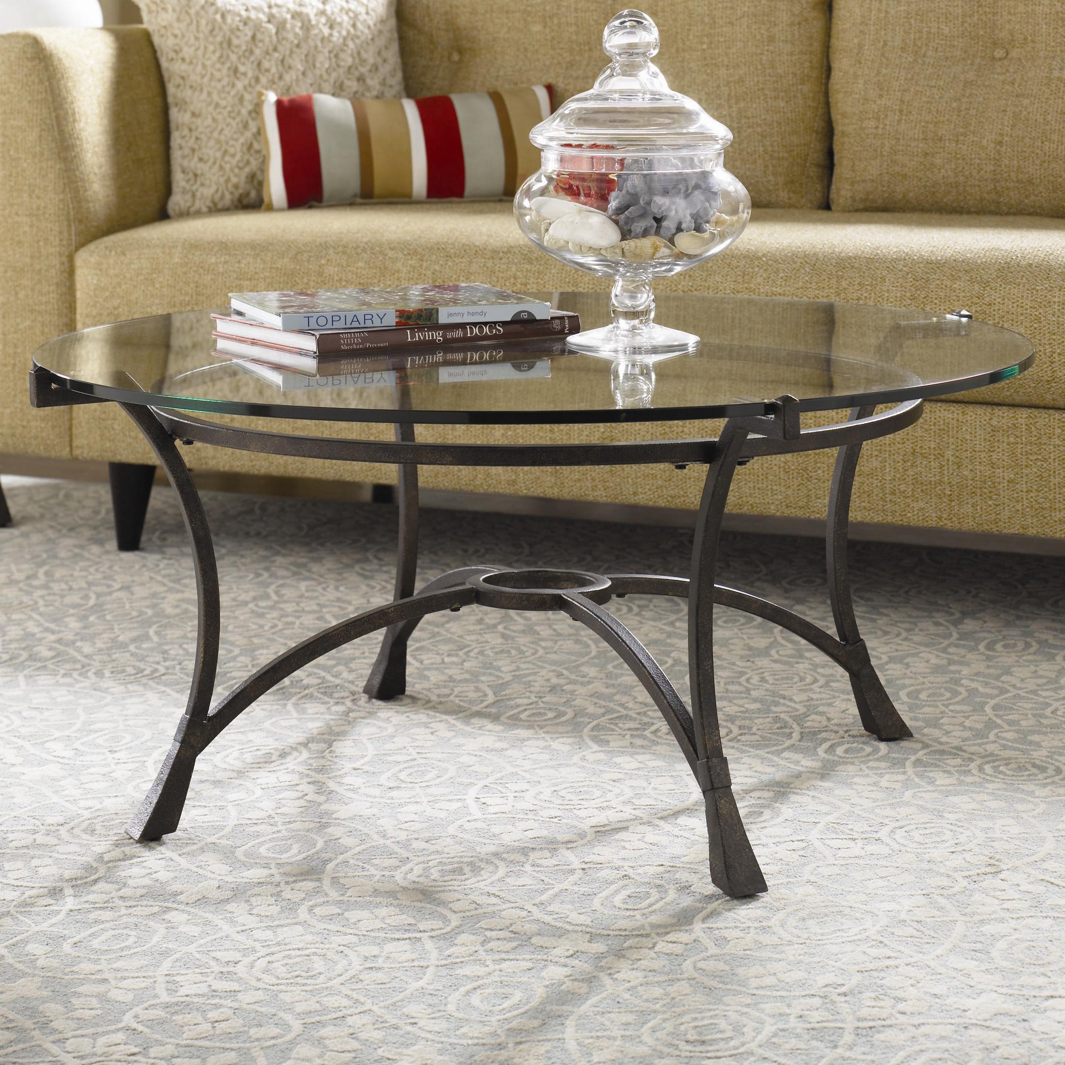 Iron and glass shop round coffee table