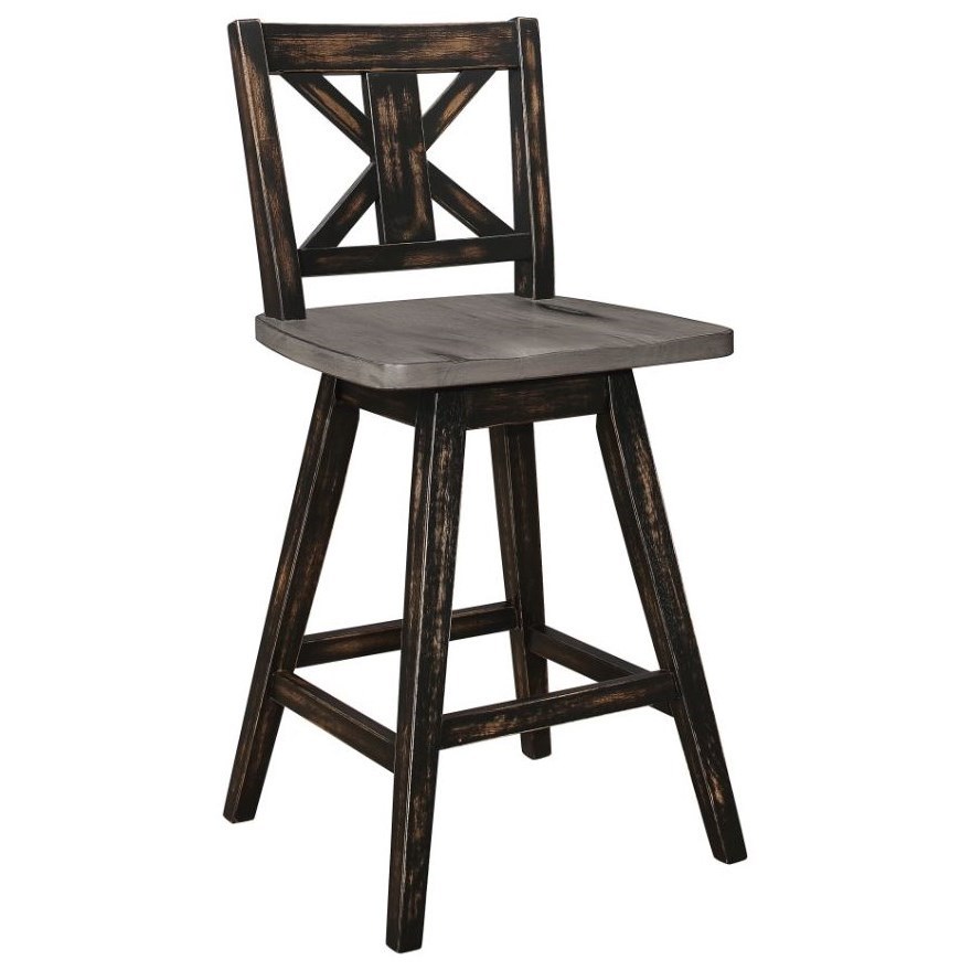 Homelegance Amsonia 5602 24BK Rustic Counter Height Swivel Chair