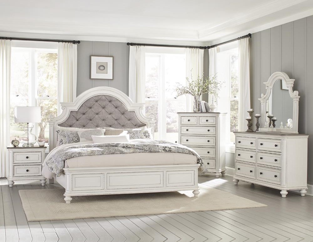 Antique white king bed top