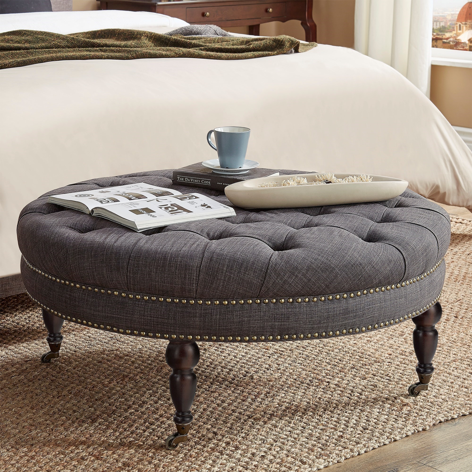 Homelegance E208RD E208RD 14DGL Traditional Round Tufted Bench