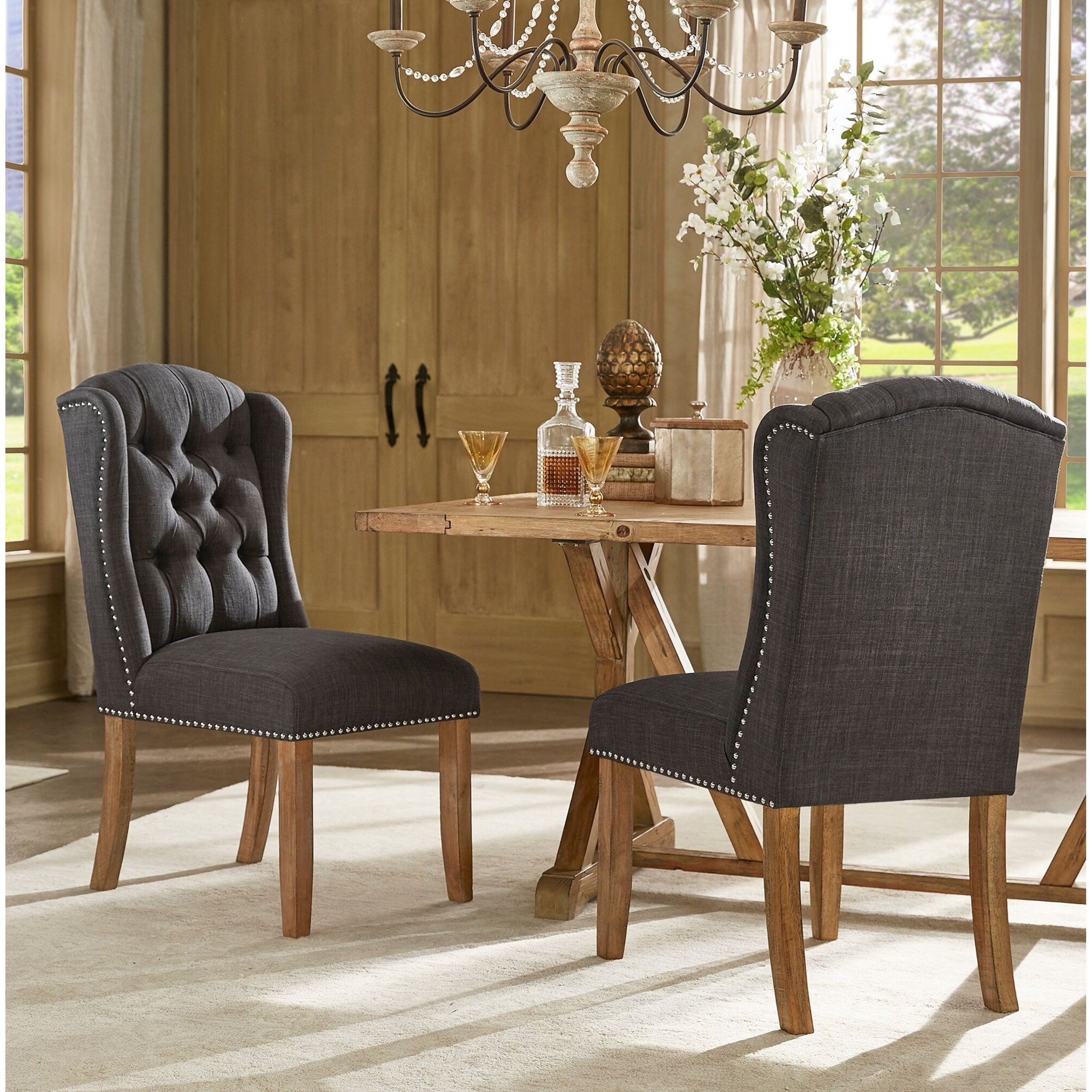 Homelegance E594 E594C DGL Tufted Wing Back Dining Chair with