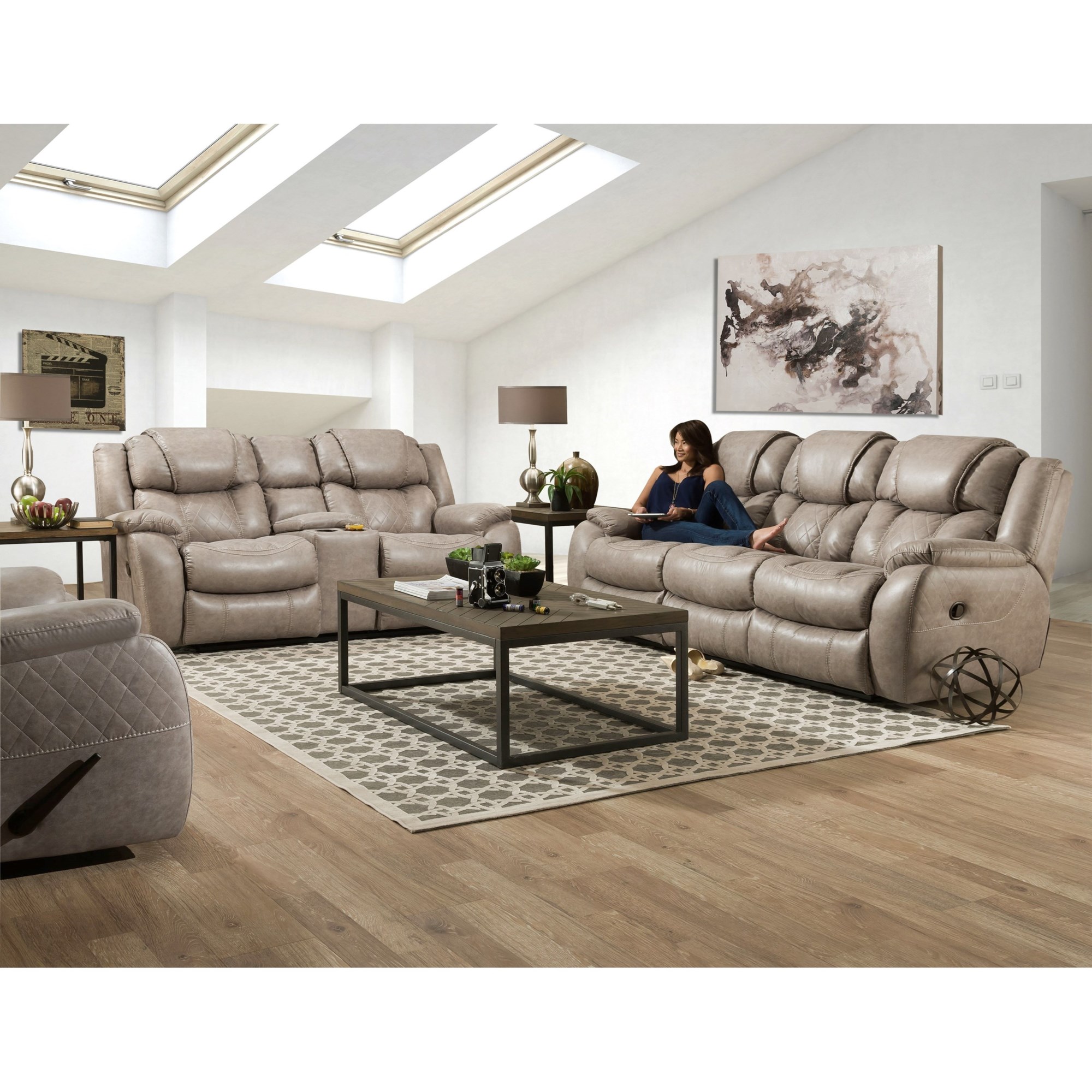 Homestretch Marlin Dc288 Casual Style Double Reclining Sofa Standard Furniture Reclining Sofa