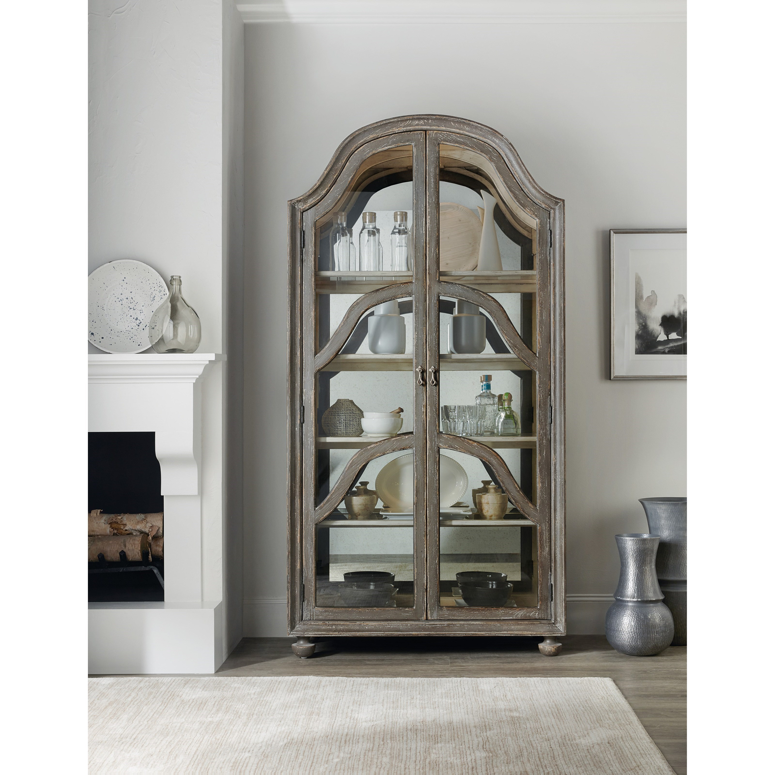 Transitional china outlet cabinet