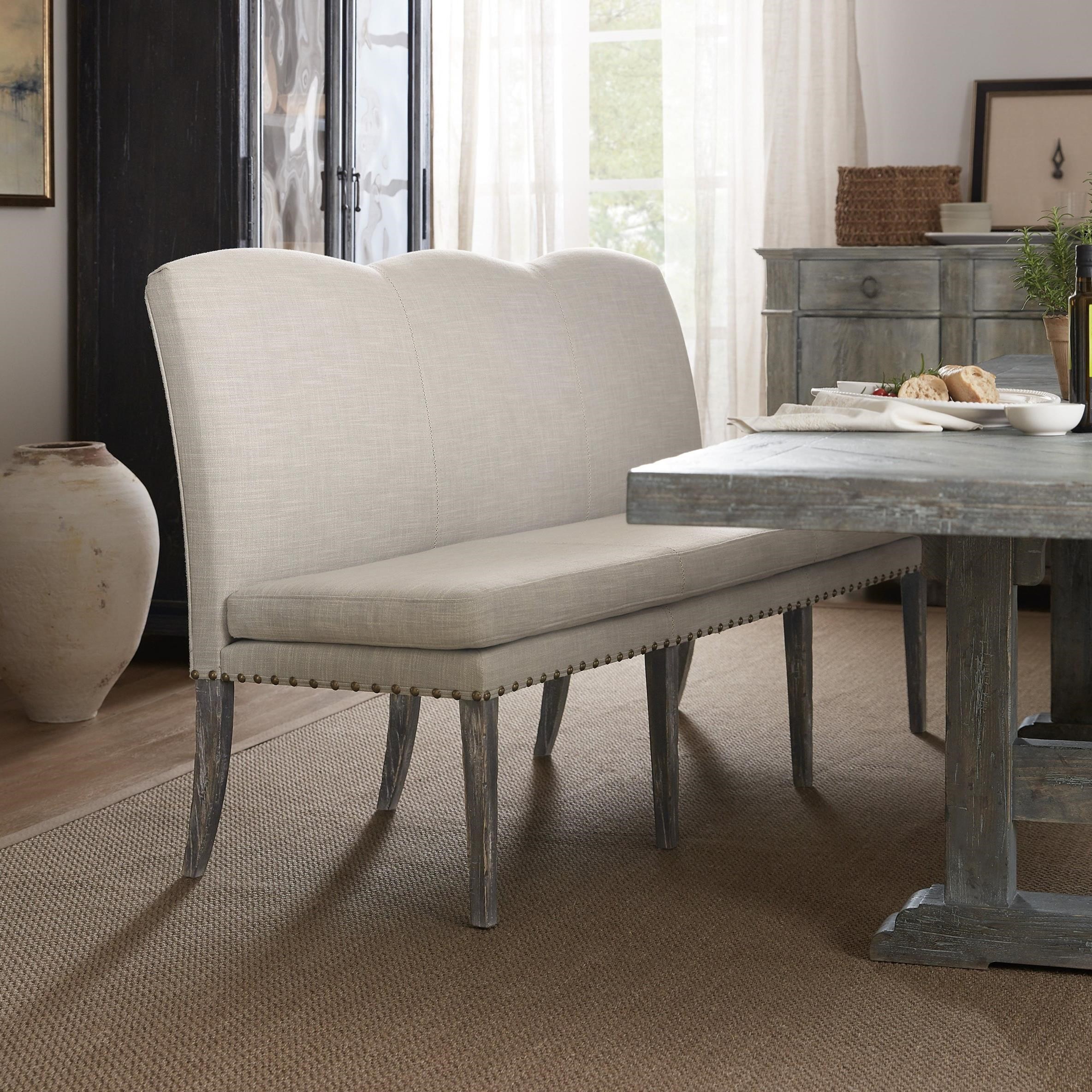 Hooker Furniture Beaumont 5751 75315 95 Upholstered Dining Bench with Nailhead Trim Reeds Furniture Bench Dining Benches