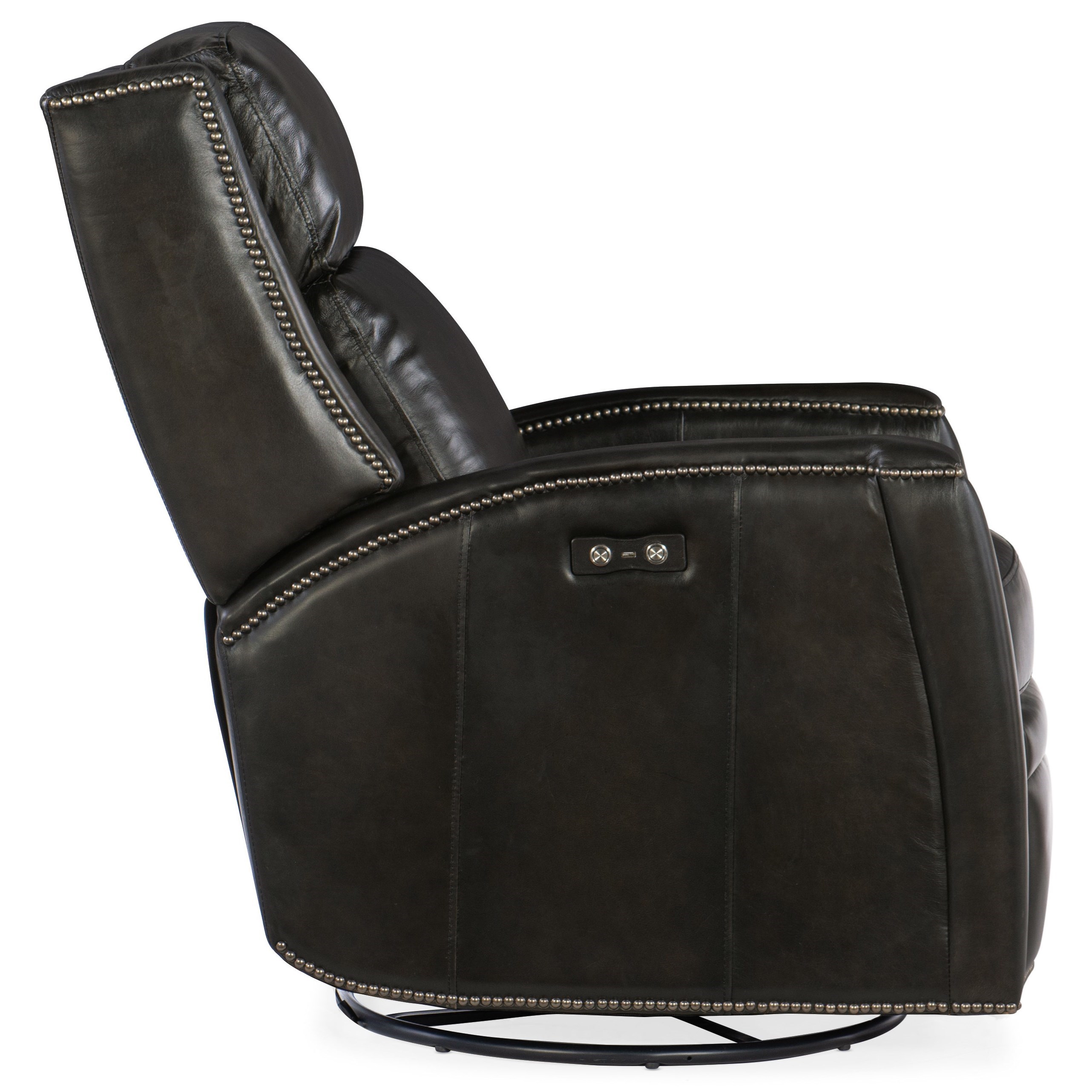 Hooker Furniture Declan RC251 PSWGL 089 Traditional Leather Power Swivel Glider Recliner Baer s Furniture Recliner High Leg